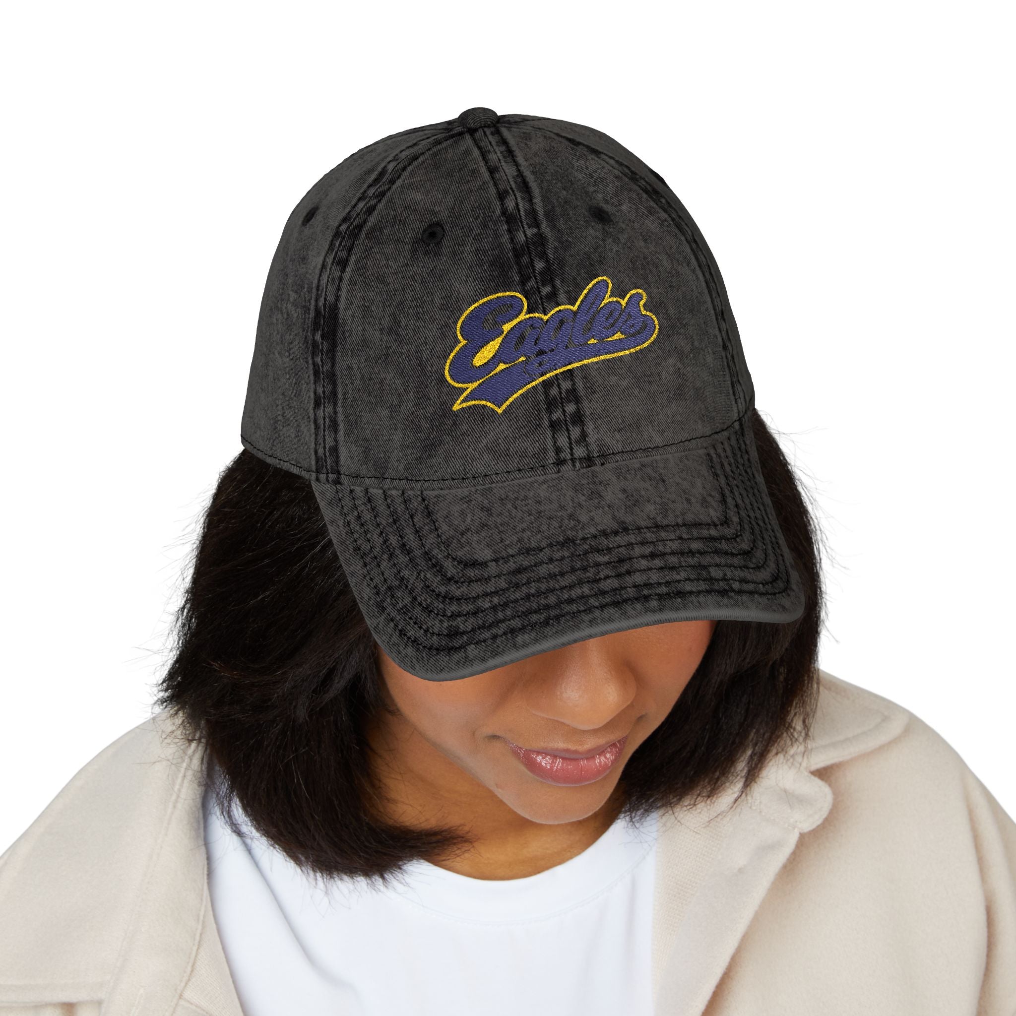 Vintage Embroidered 'Eagles' Washed Baseball Cap — Distressed Retro Hat