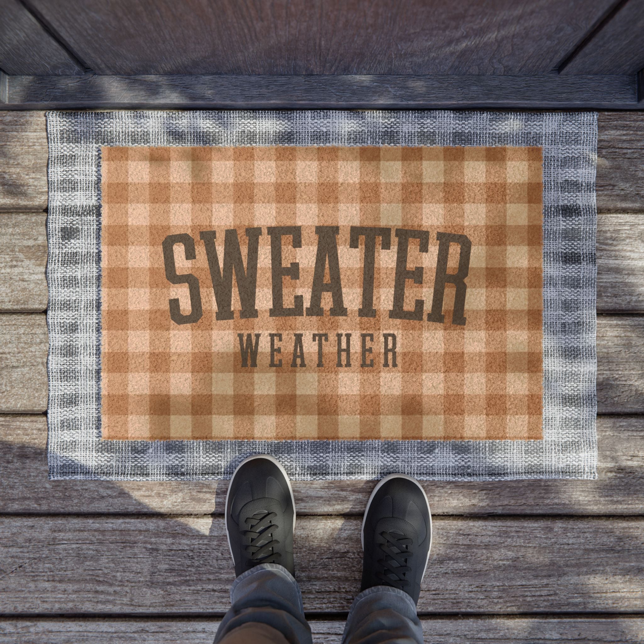 Sweater Weather Checkered Welcome Mat