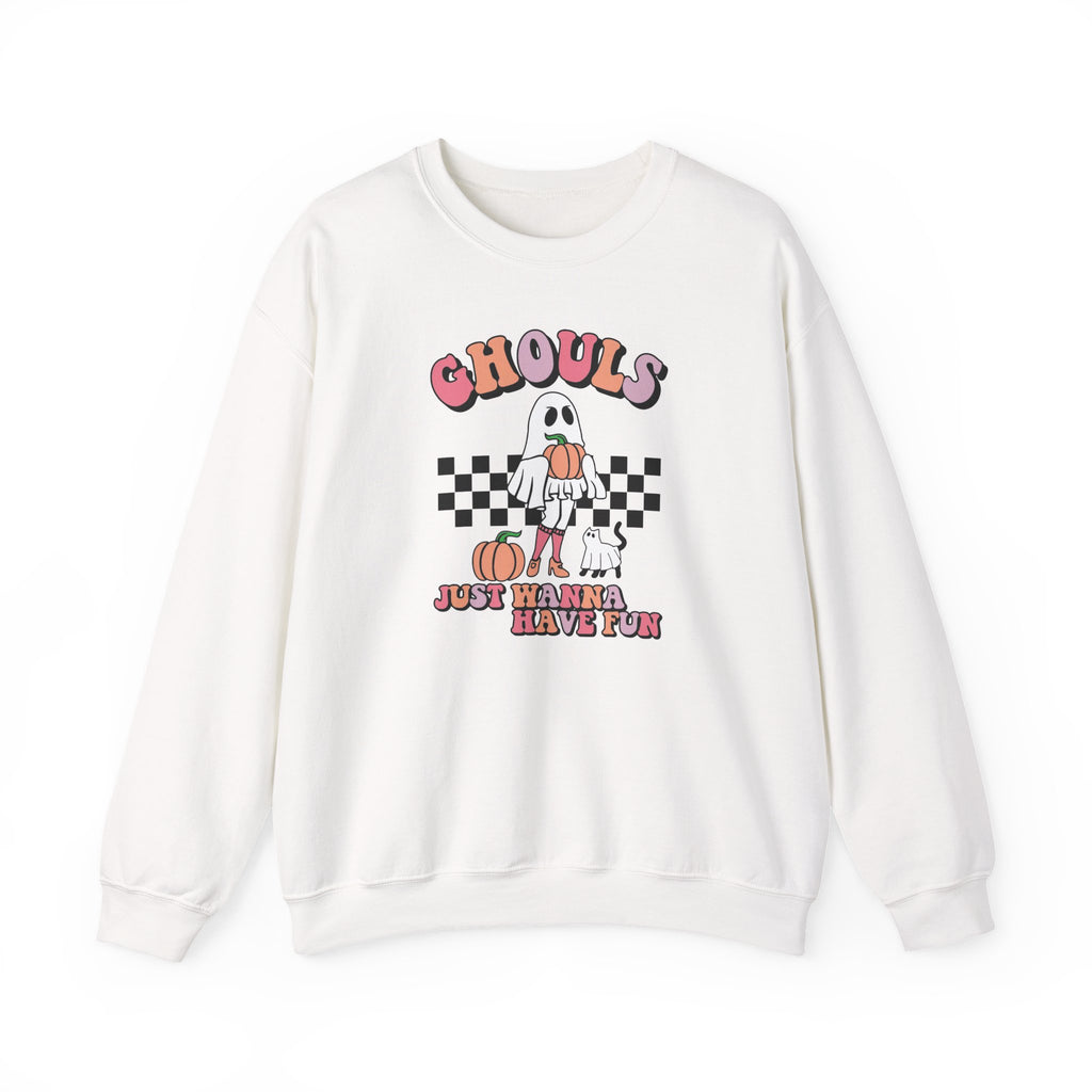 Ghoul Crewneck Sweatshirt — “Ghouls Just Wanna Have Fun” Retro Halloween Pullover