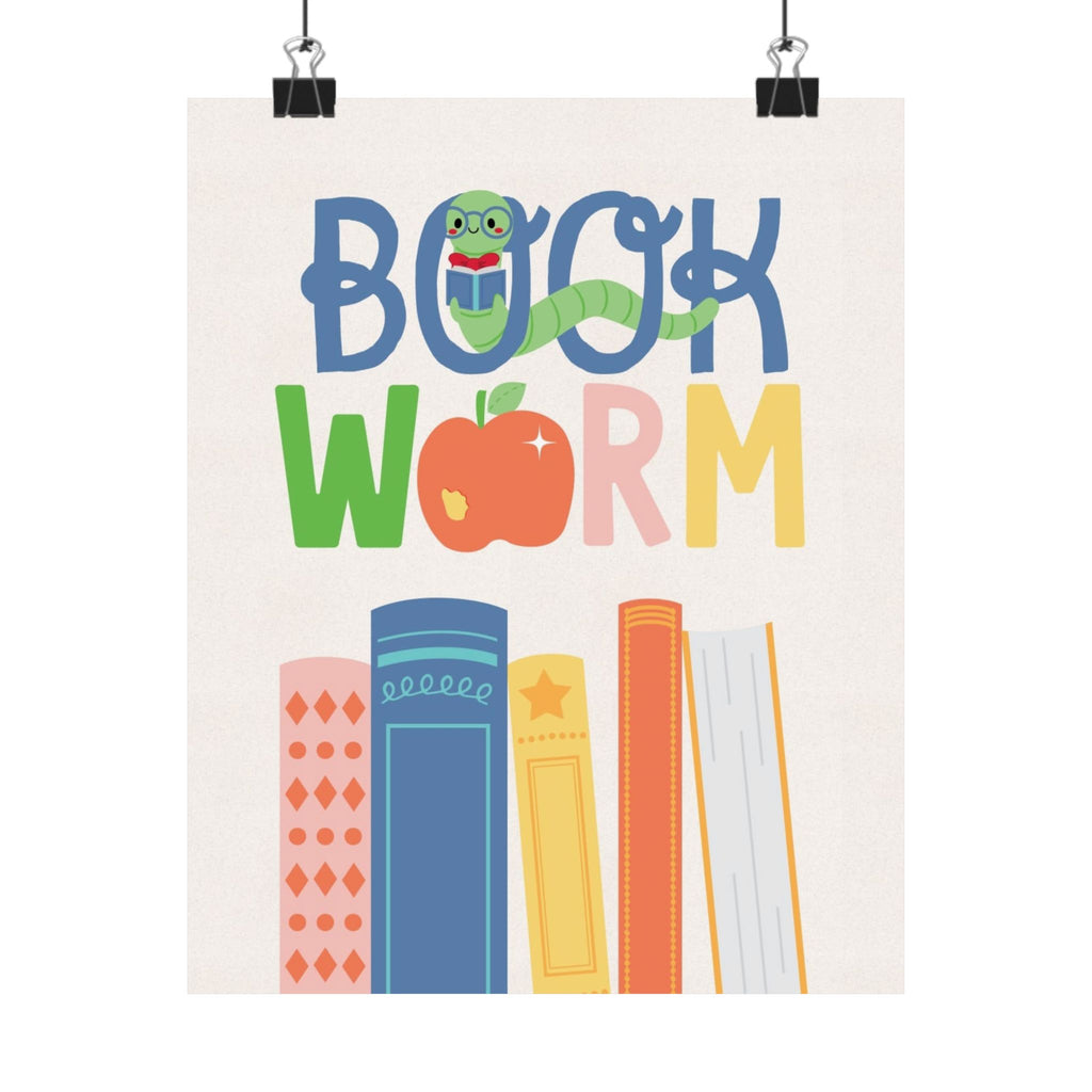 Bookworm Poster — Colorful Kids Reading Wall Art