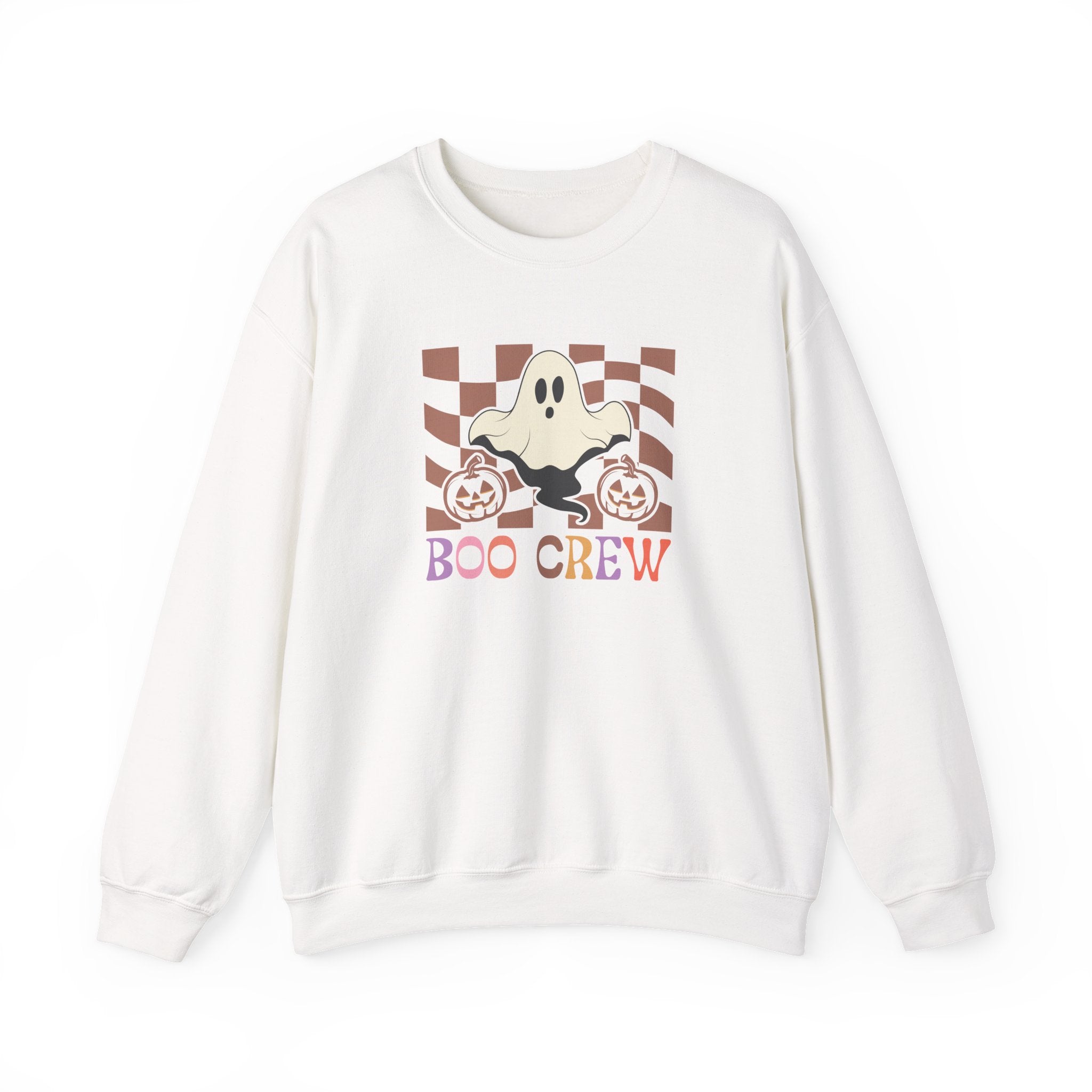 Boo Crew Halloween Crewneck Sweatshirt — Cute Ghost & Pumpkins