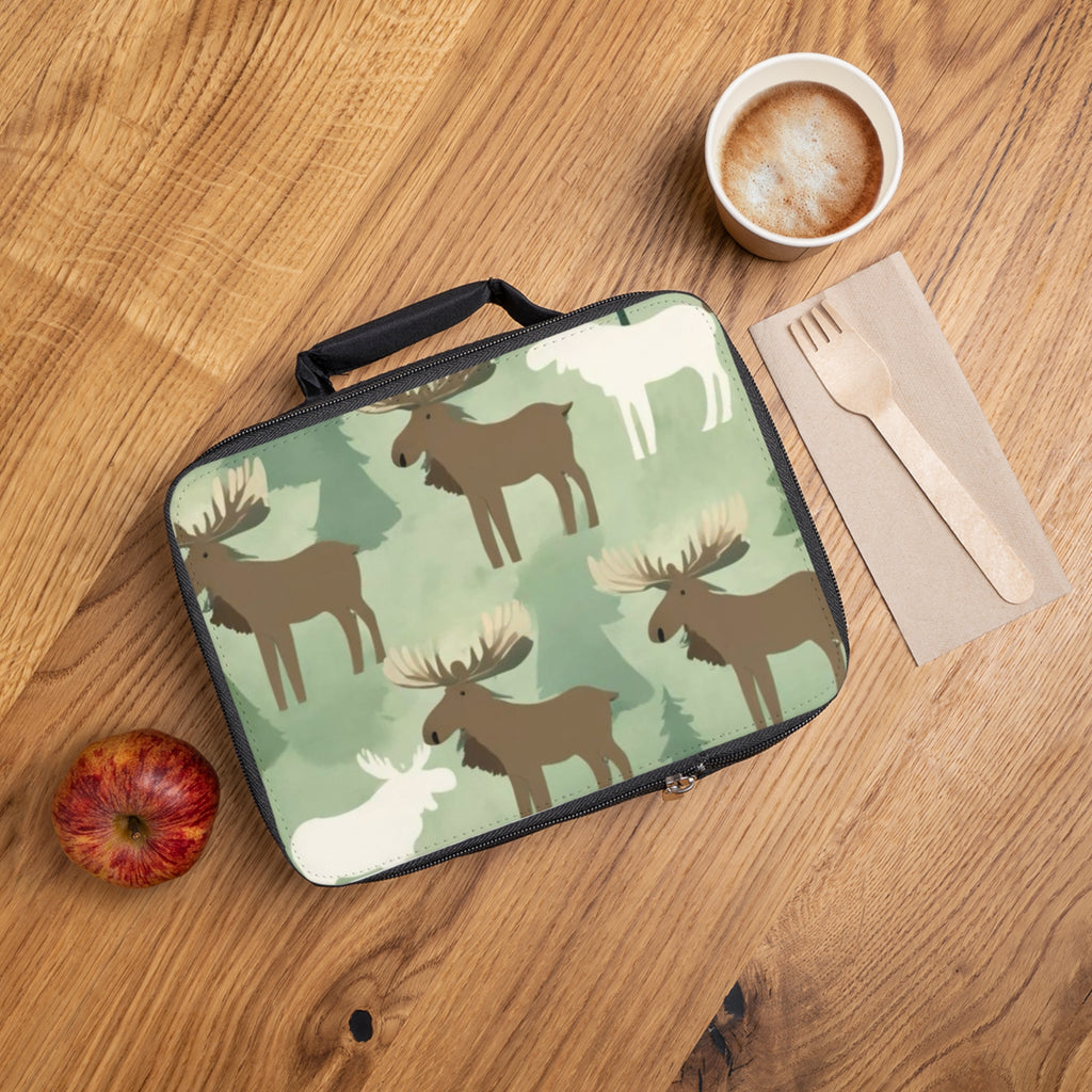 Moose Pattern Lunch Bag - Woodland Kids Insulated Lunchbox