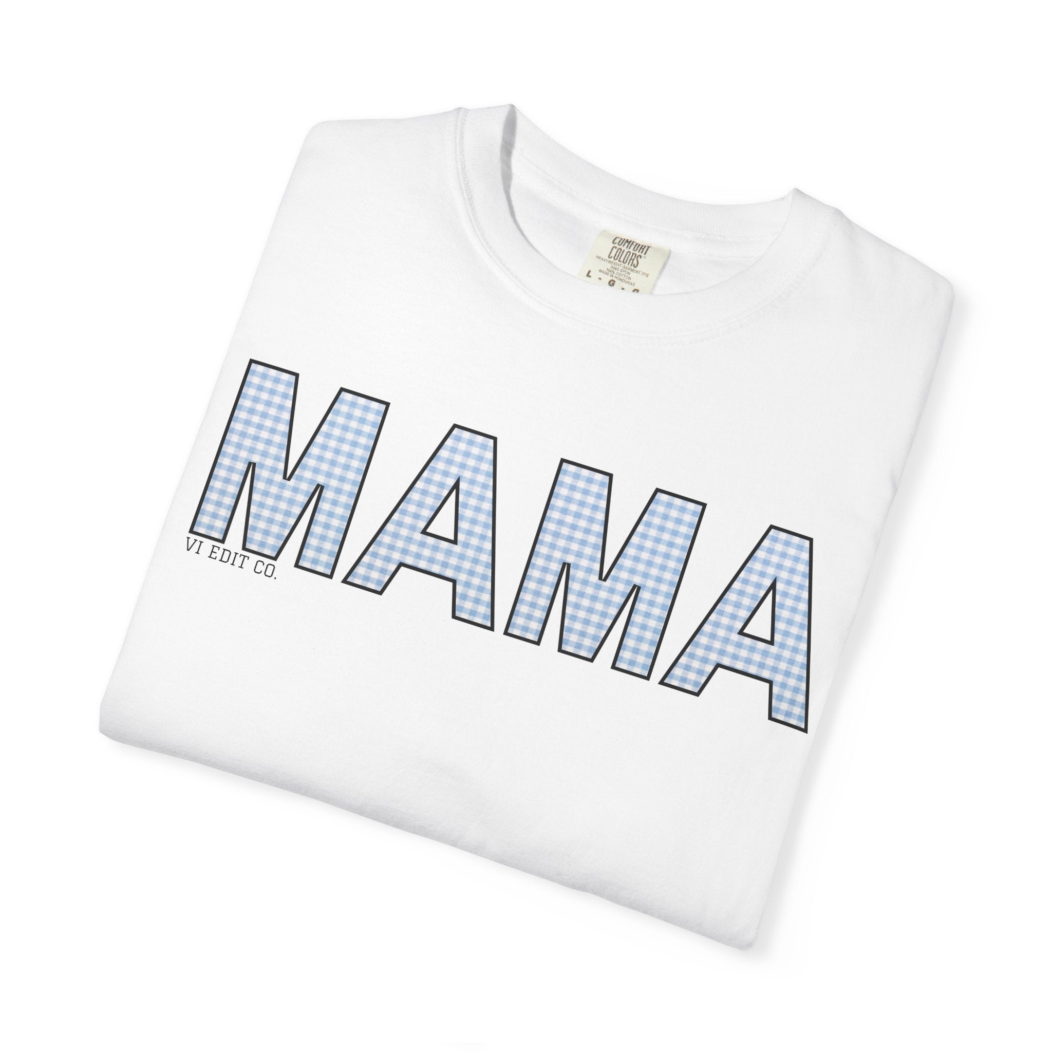 MAMA gingham block letters T-Shirt | mom shirt, mama tee