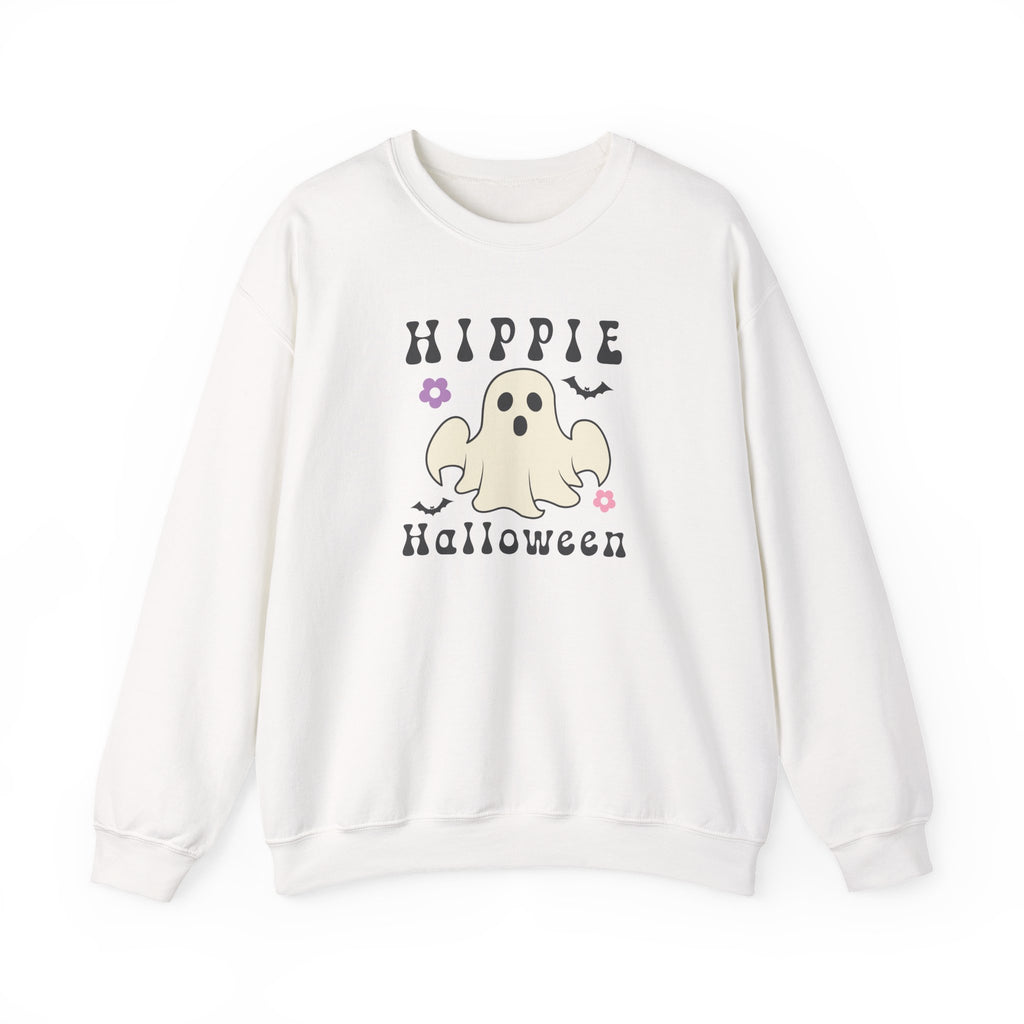 Hippie Halloween Crewneck Sweatshirt — Cute Retro Ghost Graphic