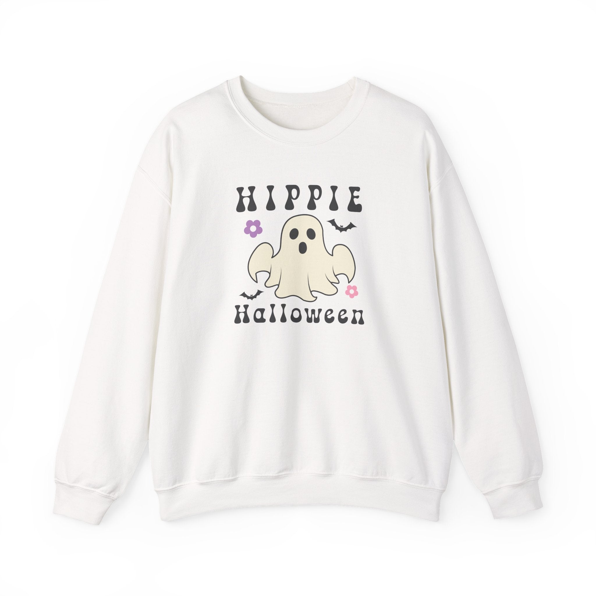 Hippie Halloween Crewneck Sweatshirt — Cute Retro Ghost Graphic
