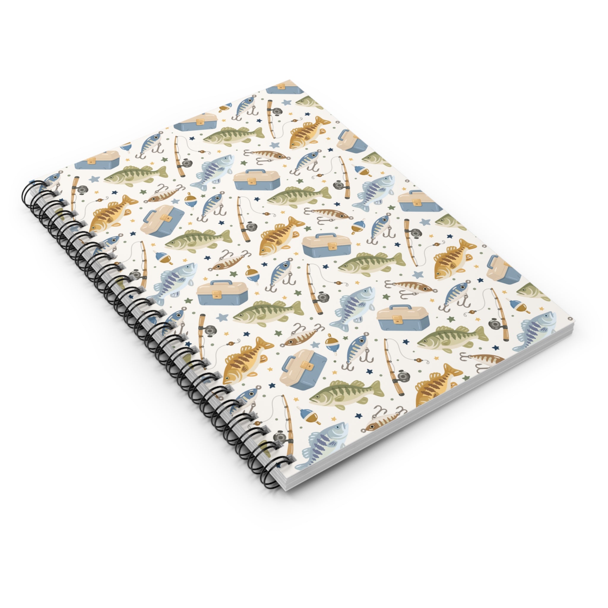 Fishing Pattern Spiral Notebook - Ruled Journal for Anglers & Outdoor Notes