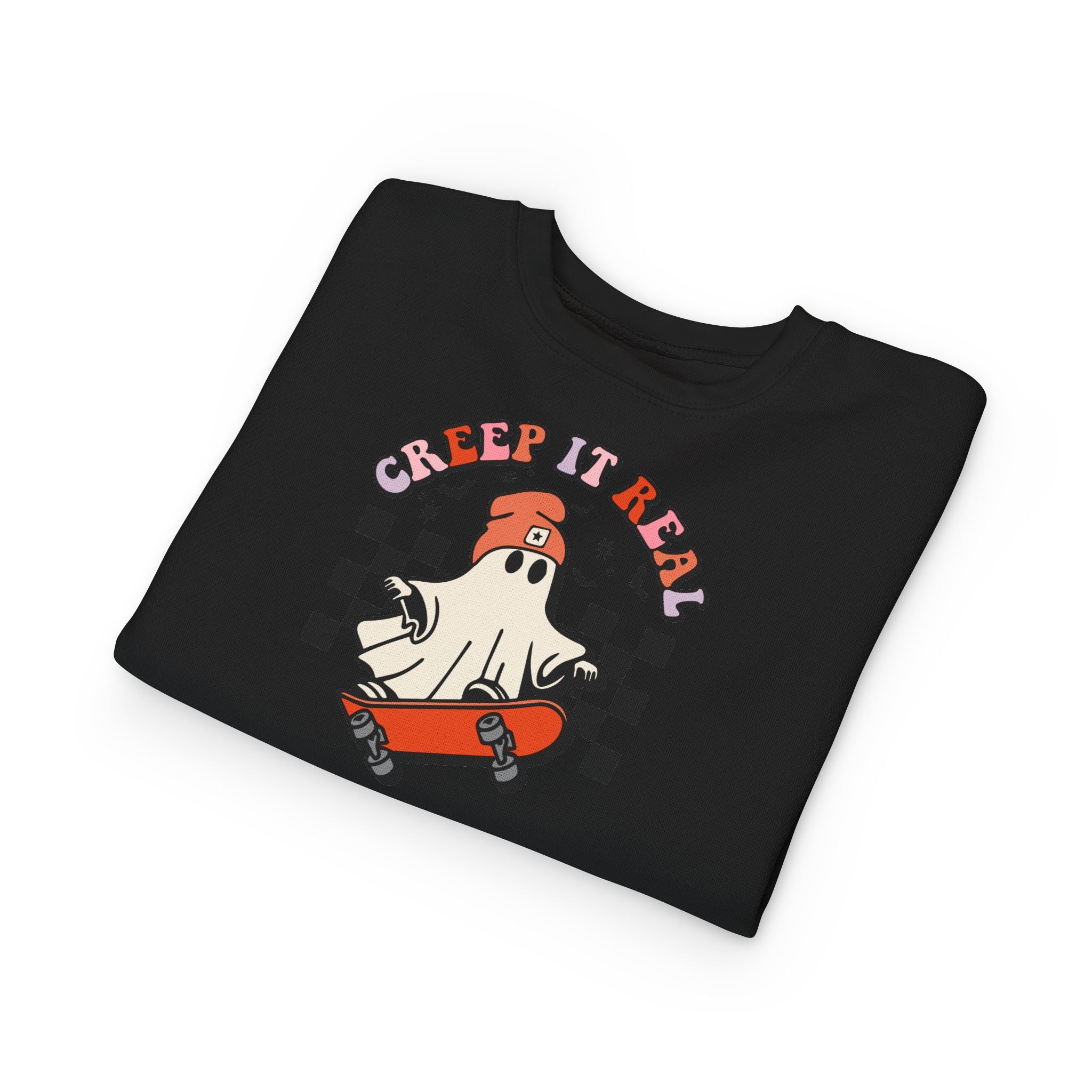 Toddler Sweatshirt — "Creep It Real" Skate Ghost Graphic Kids Pullover