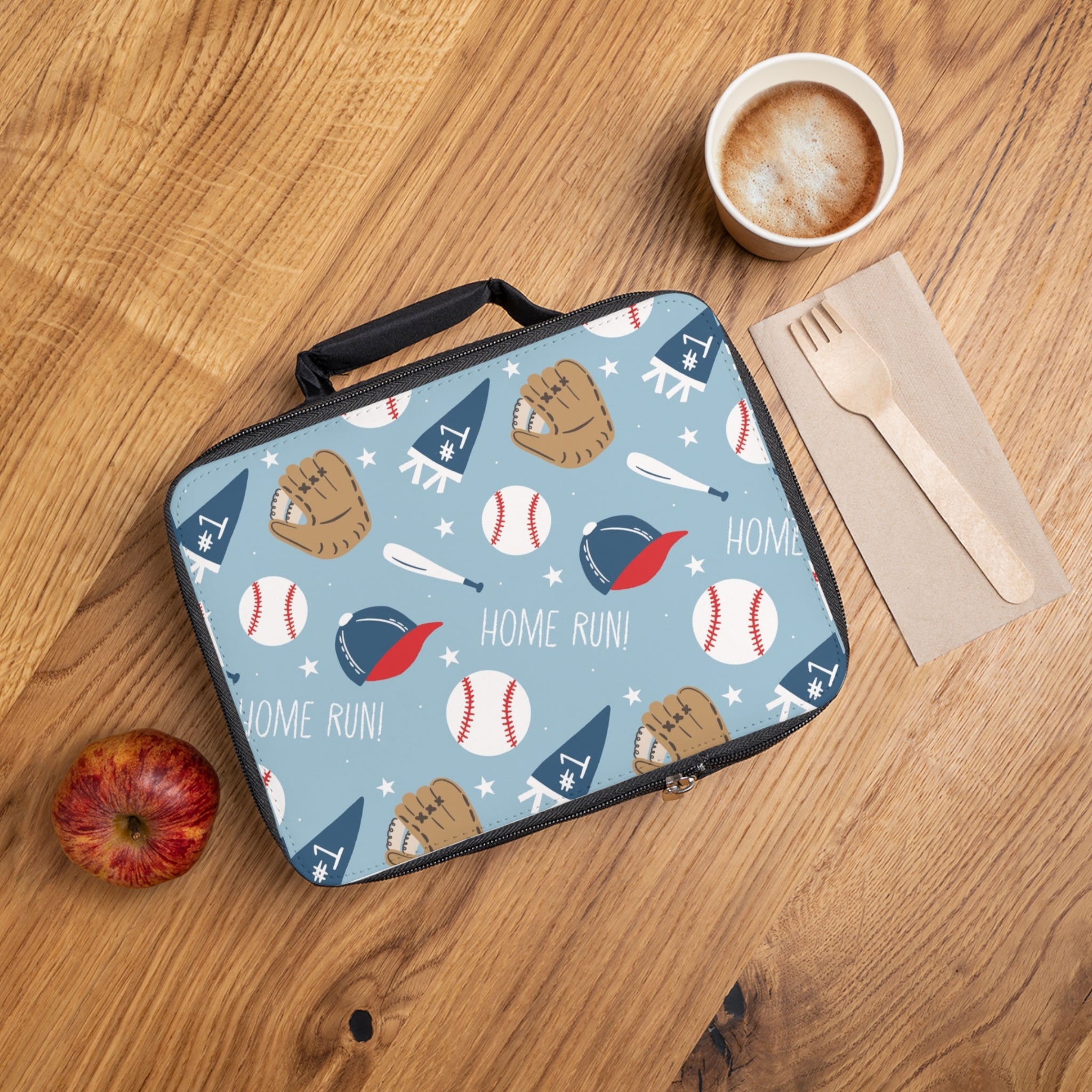 Baseball Pattern Lunch Bag — 'Home Run!' Kids Insulated Lunchbox