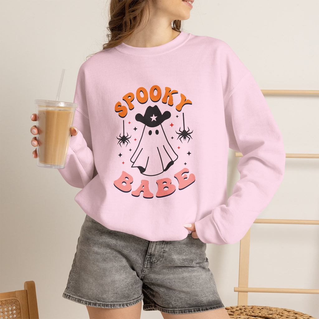 Spooky Babe Crewneck Sweatshirt — Cute Halloween Ghost Pullover