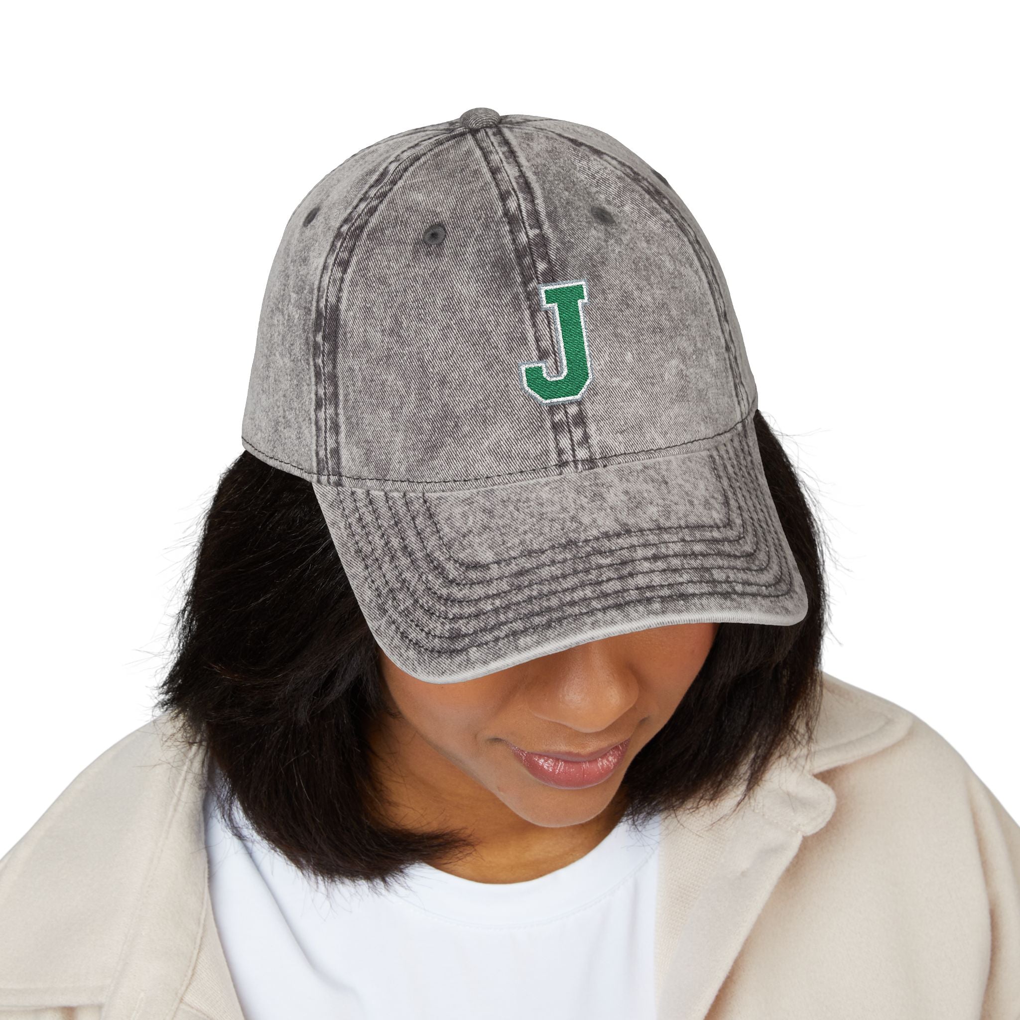 Embroidered Vintage 'J' Cap – Washed Baseball Hat