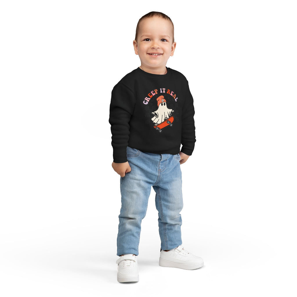 Toddler Sweatshirt — "Creep It Real" Skate Ghost Graphic Kids Pullover