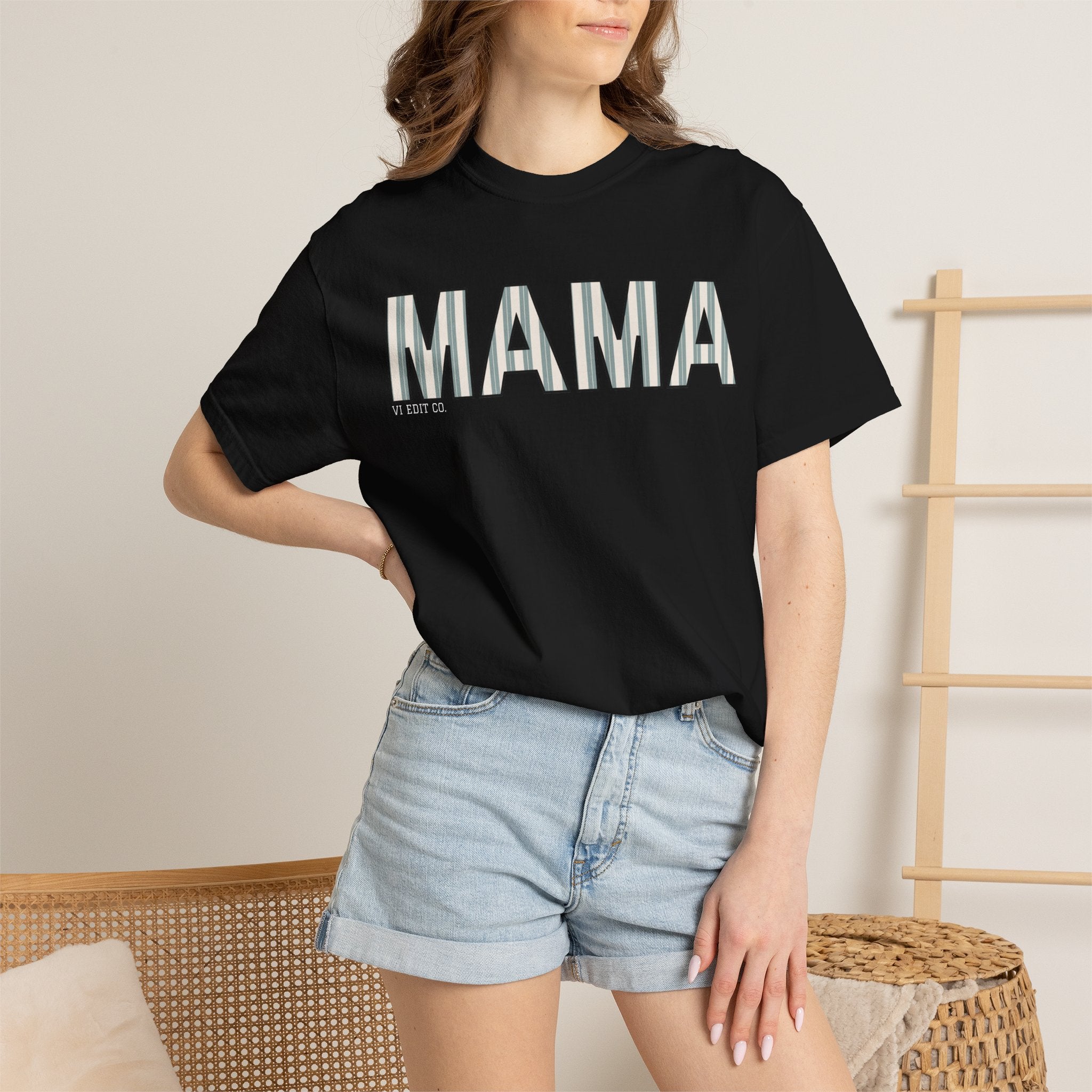 MAMA block letters T-Shirt | Retro Outline Typography, Mother's Day