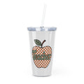 Teacher Checkered Apple Tumbler with Straw