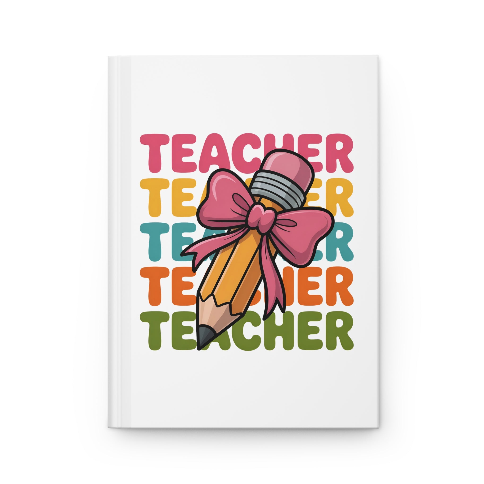 Teacher Pencil Bow Hardcover Journal — Cute Back-to-School Gift for Educators