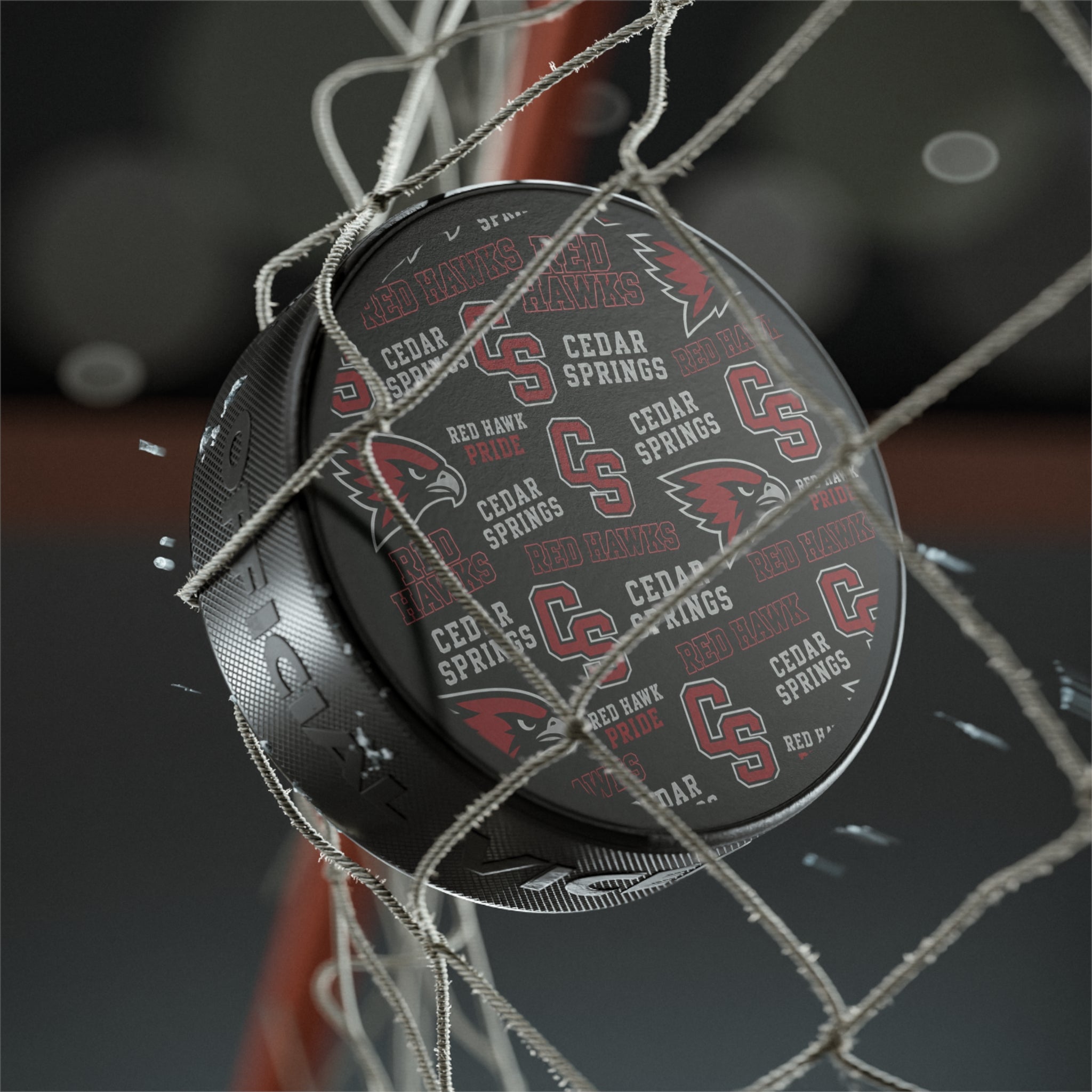 Cedar Springs Red Hawks Hockey Puck