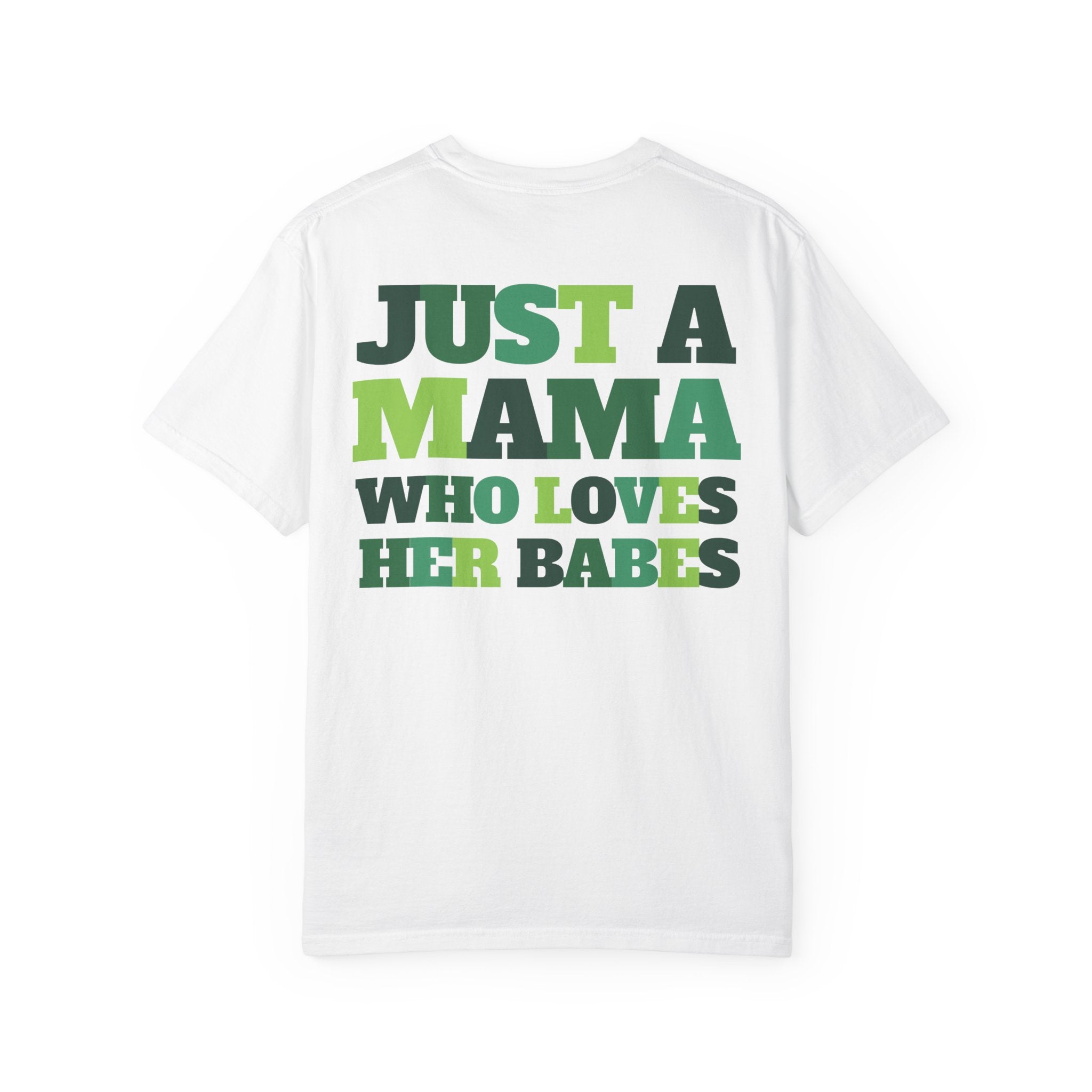 Green Checker Smiley Face T-shirt | Text Back "Just A Mama Who Loves Her Babes"
