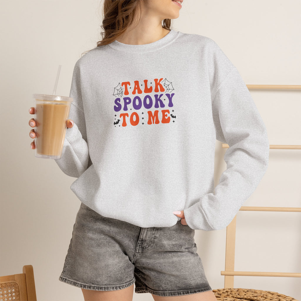 Talk Spooky To Me Crewneck Sweatshirt — Halloween Graphic Pullover