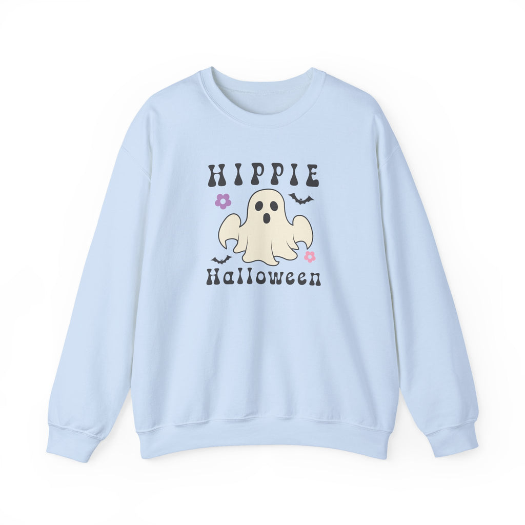 Hippie Halloween Crewneck Sweatshirt — Cute Retro Ghost Graphic