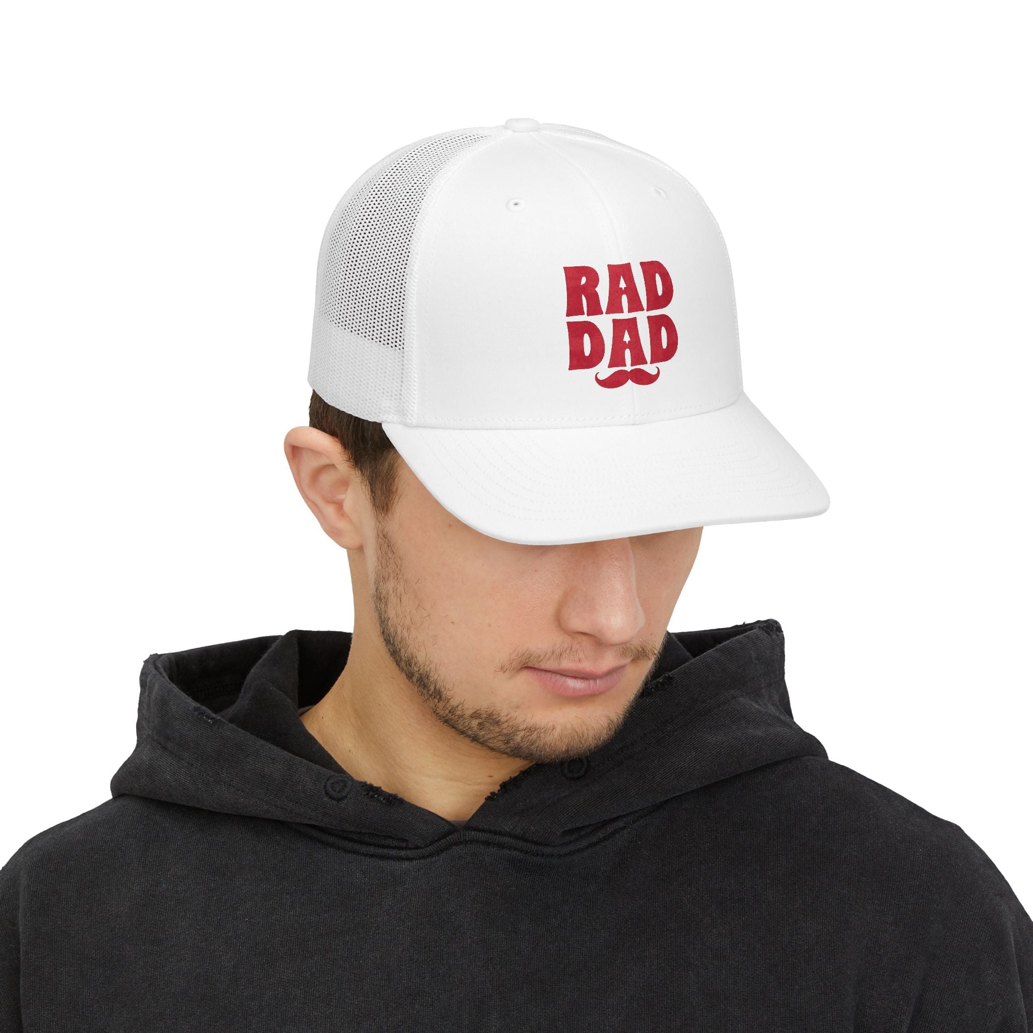 Rad Dad Trucker Cap — Retro Mustache Snapback Hat (Father's Day Gift)