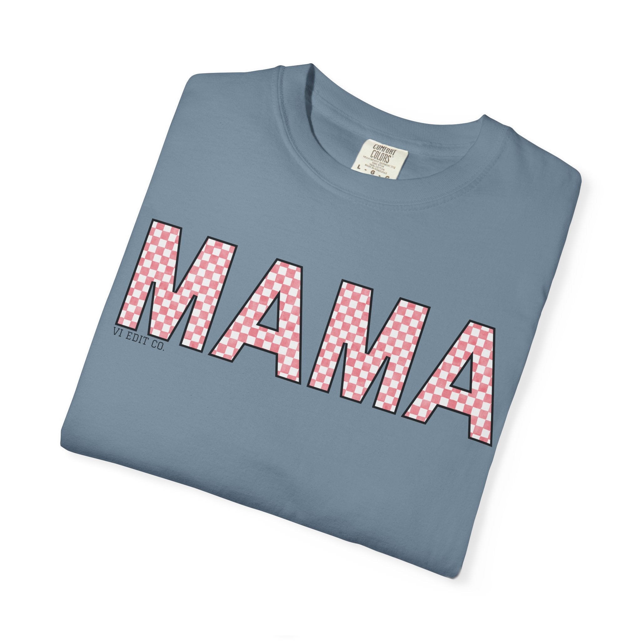 Mama Checkered Letters T-Shirt | Pink Plaid Typography Tee