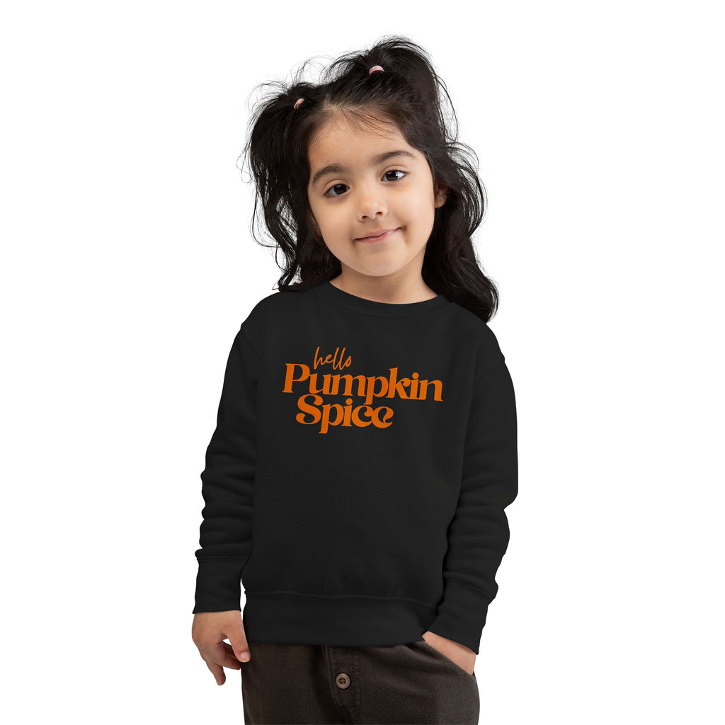Toddler Sweatshirt - "Hello Pumpkin Spice" Fall Crewneck (Autumn Kids Sweater)