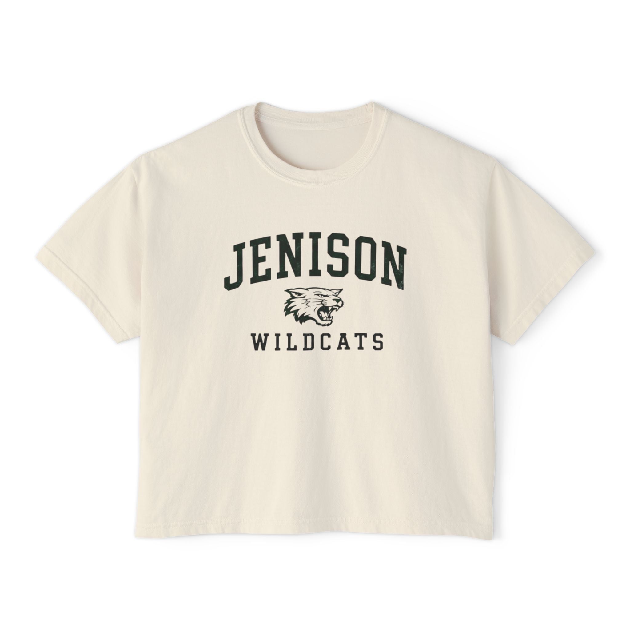 Jenison Wildcats Cropped Boxy Tee — Vintage School Mascot Cropped T-Shirt