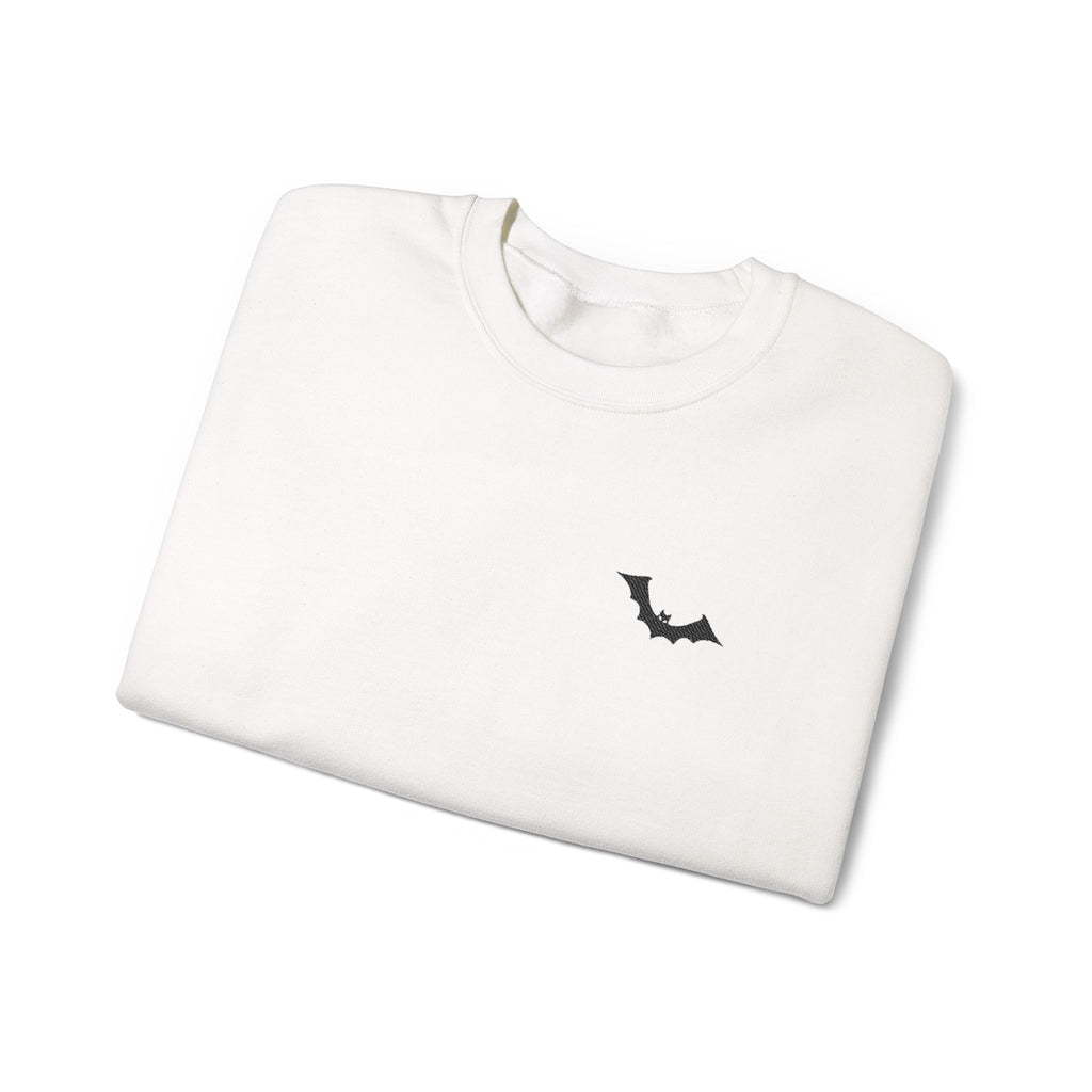 Bat Chest Crewneck Sweatshirt – Minimal Halloween Bat Graphic