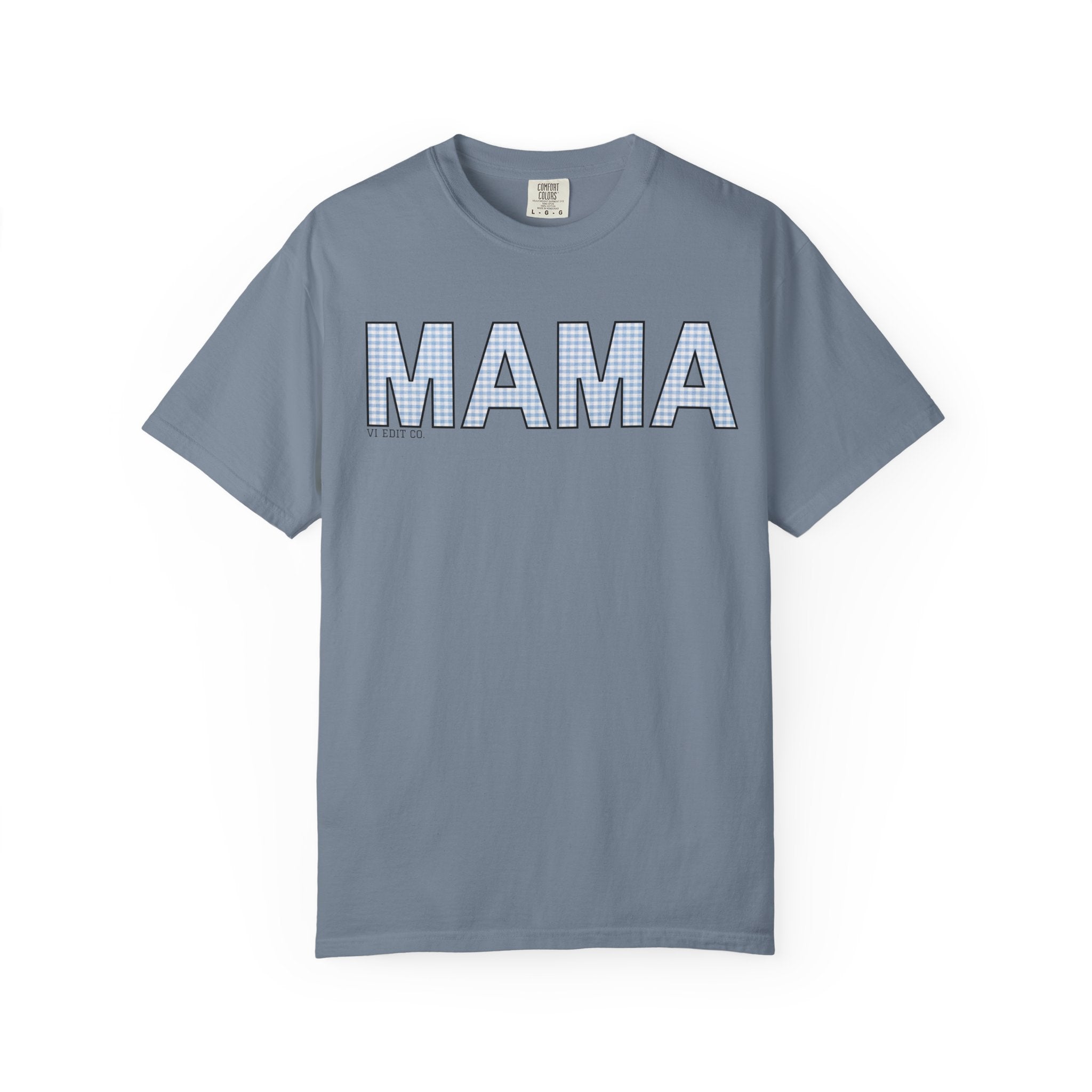 MAMA gingham block letters T-Shirt | mom shirt, mama tee