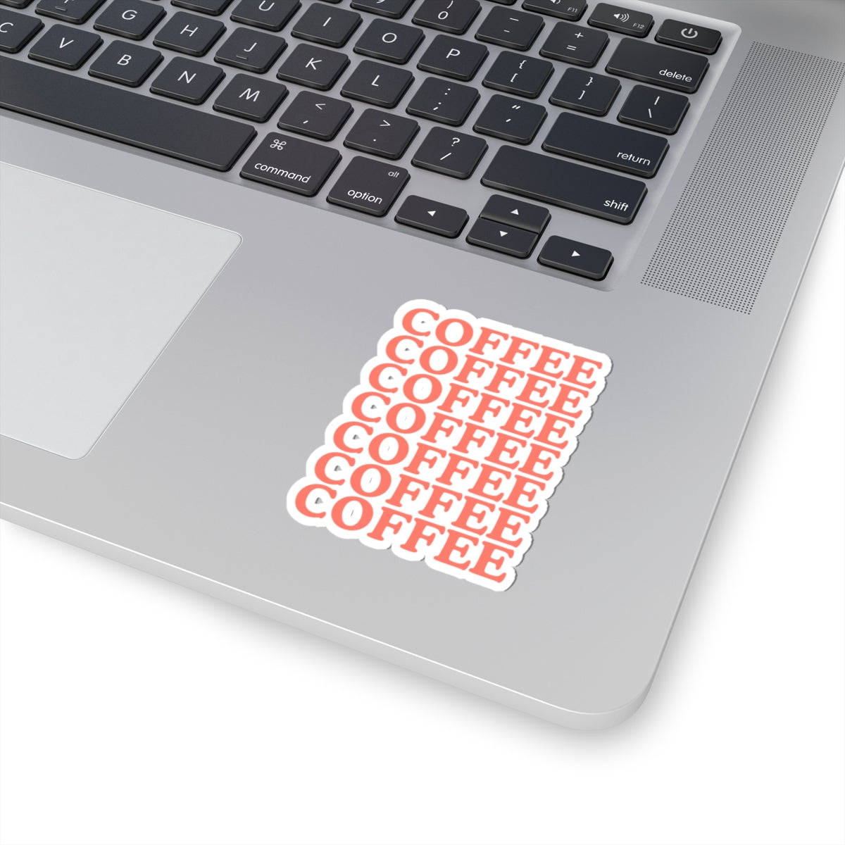 Coffee Repeat Sticker — Retro Stacked Text Kiss-Cut Decal