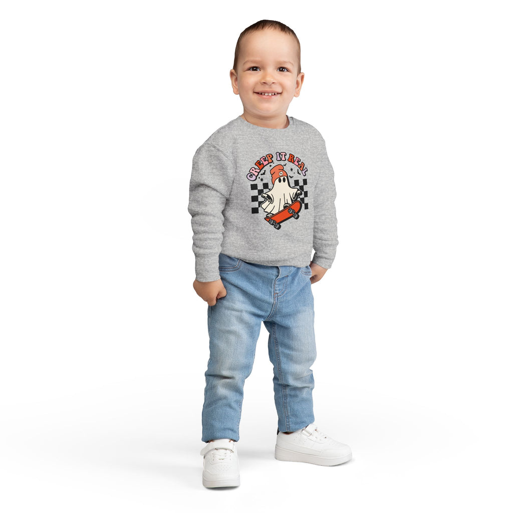 Toddler Sweatshirt — "Creep It Real" Skate Ghost Graphic Kids Pullover