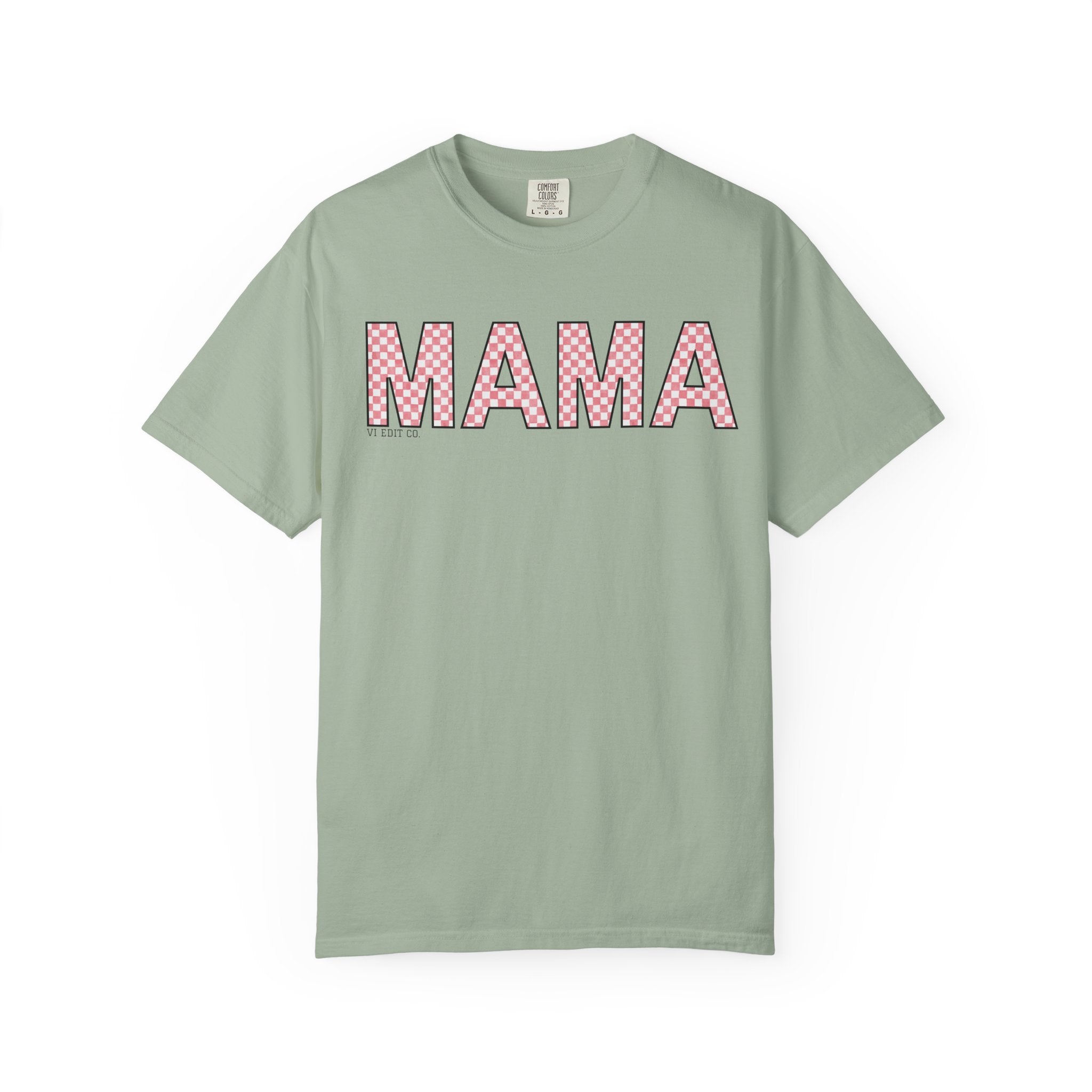 Mama Checkered Letters T-Shirt | Pink Plaid Typography Tee