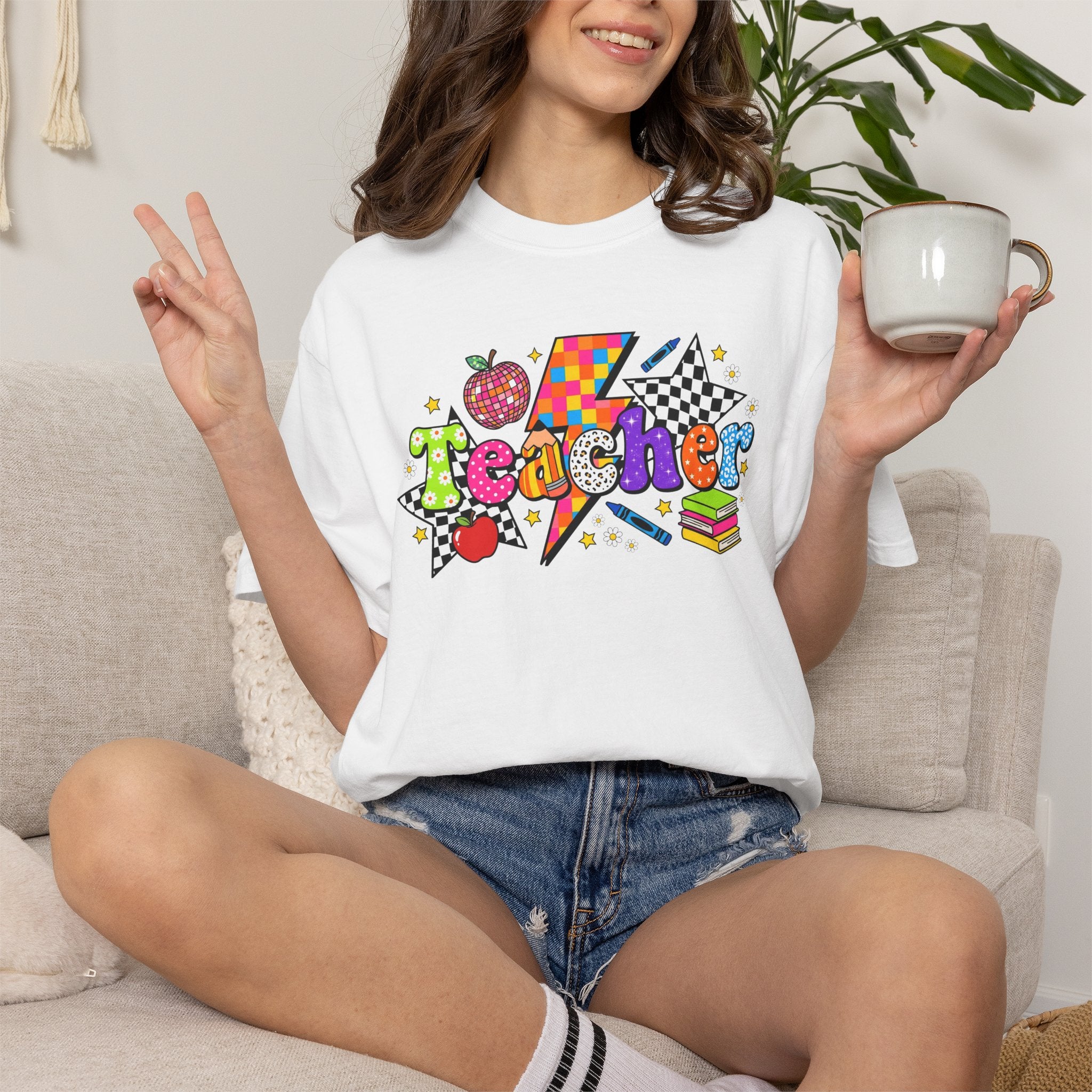 Teacher Pop Art T‑Shirt — Colorful Back-to-School Teacher Gift