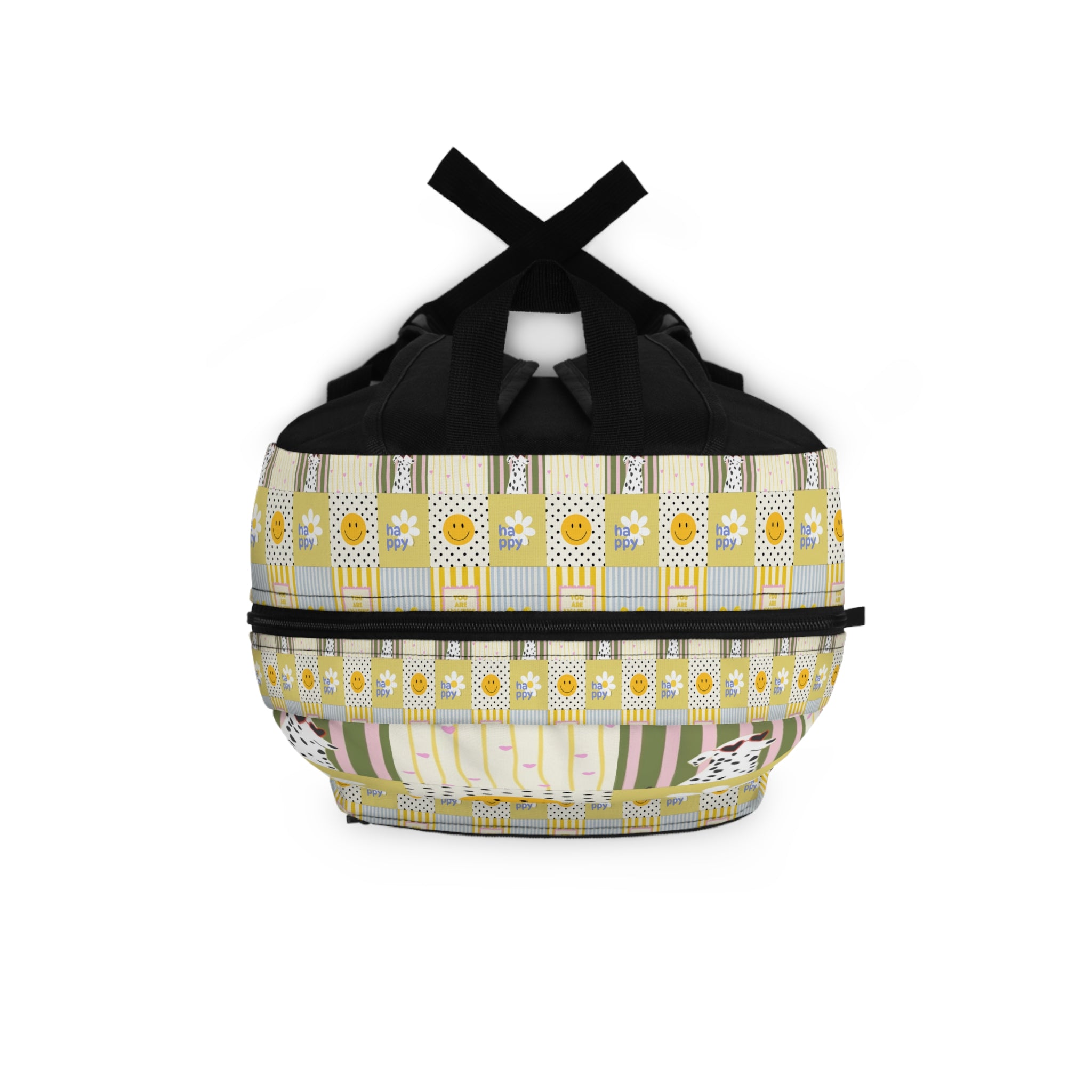 Happy Patchwork Backpack — Smiley Daisy Print School & Travel Bag