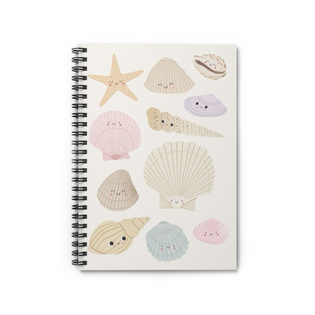 Seashell Friends Spiral Notebook — Cute Kawaii Beach Shells Ruled Journal