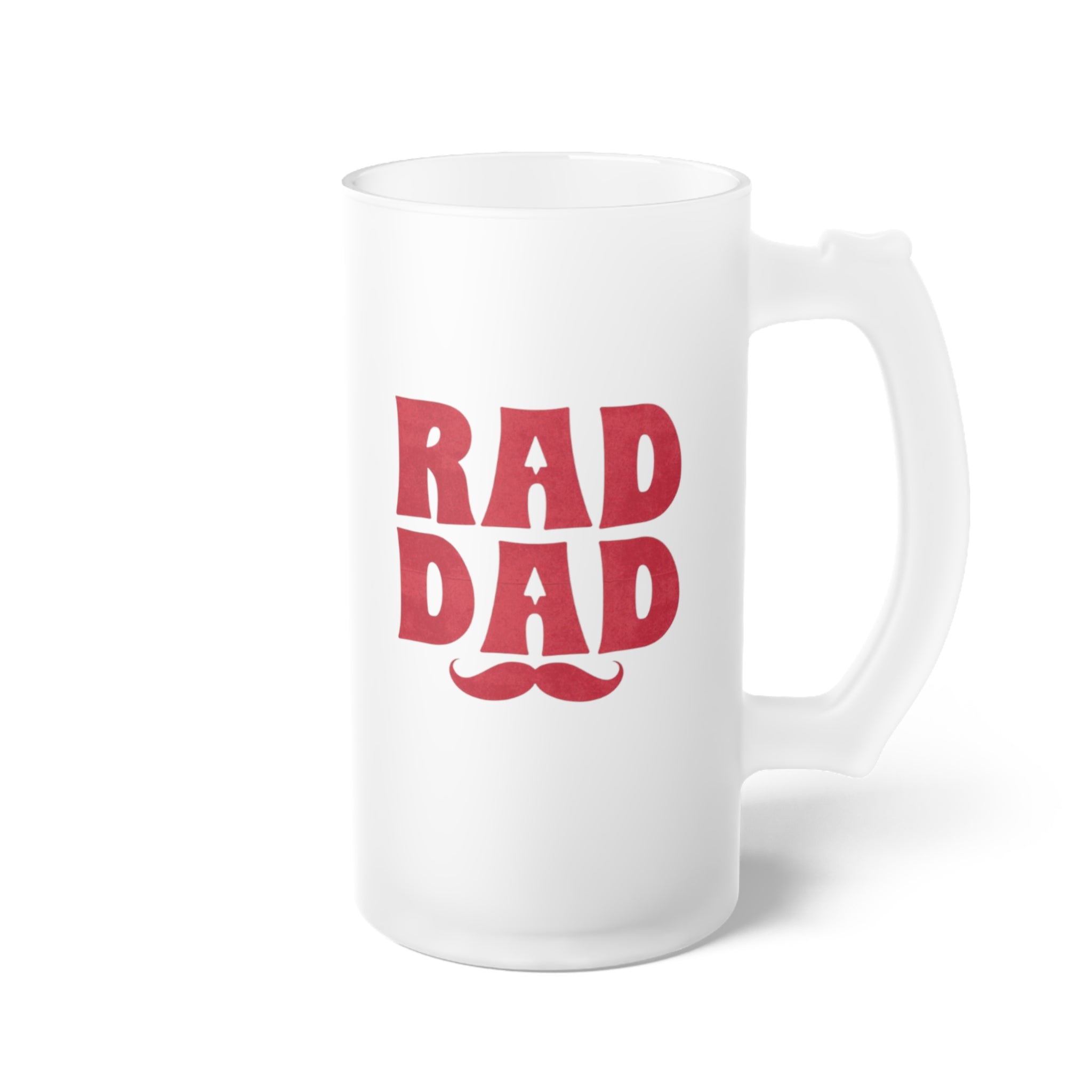 Frosted Glass Beer Mug — Retro Red 'Real Dope' Typography Beer Stein