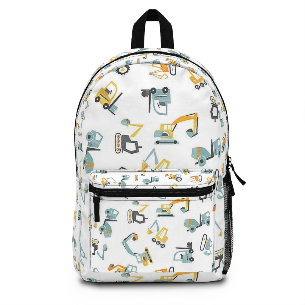 Construction Vehicles Kids Backpack — Cute Excavator & Crane Pattern