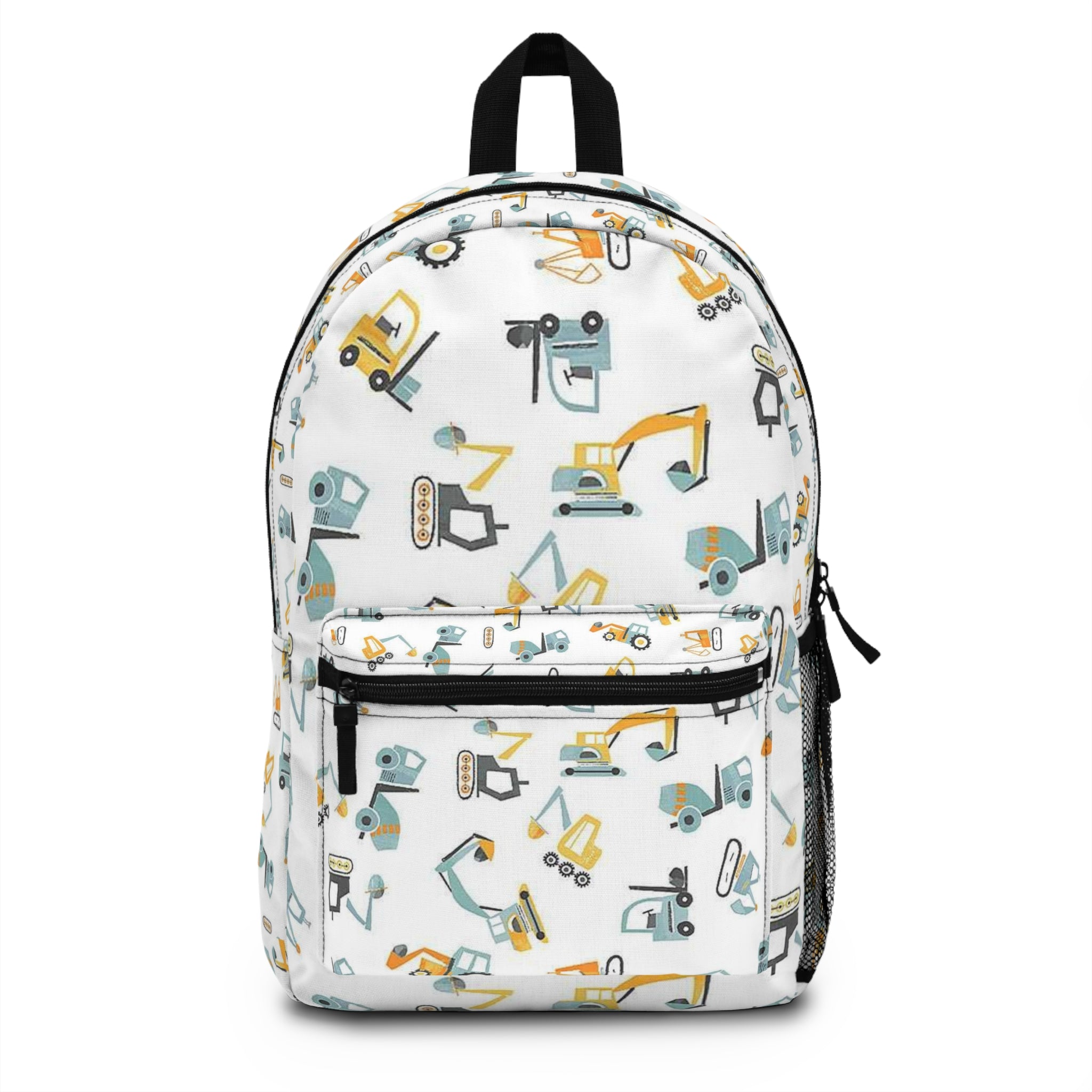 Construction Vehicles Kids Backpack — Cute Excavator & Crane Pattern