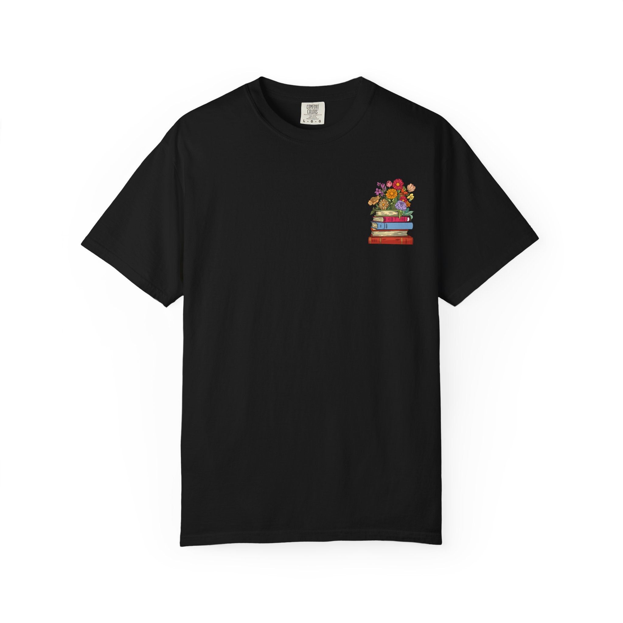 Reading Cozy T-Shirt — Floral Stack of Books Design