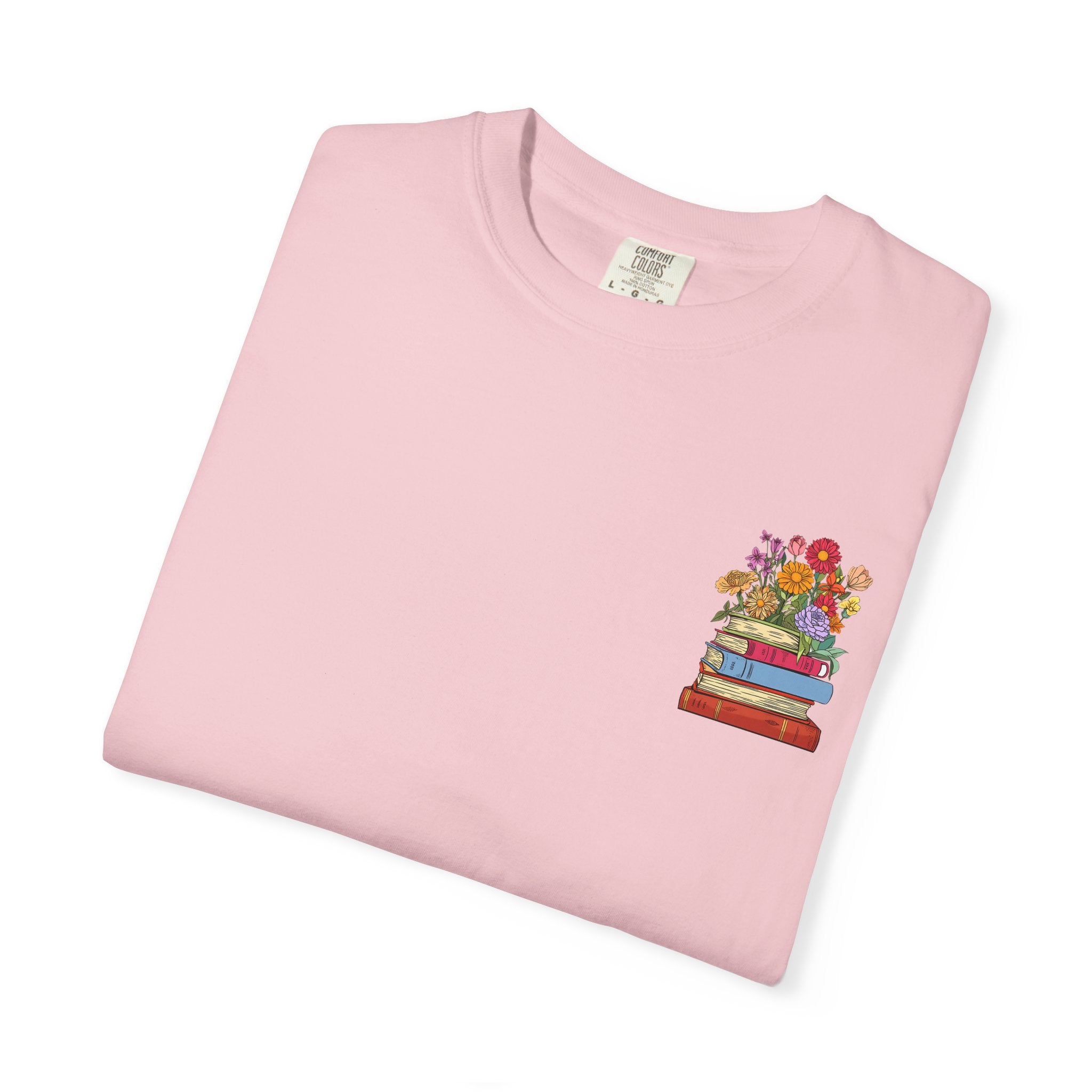 Reading Cozy T-Shirt — Floral Stack of Books Design