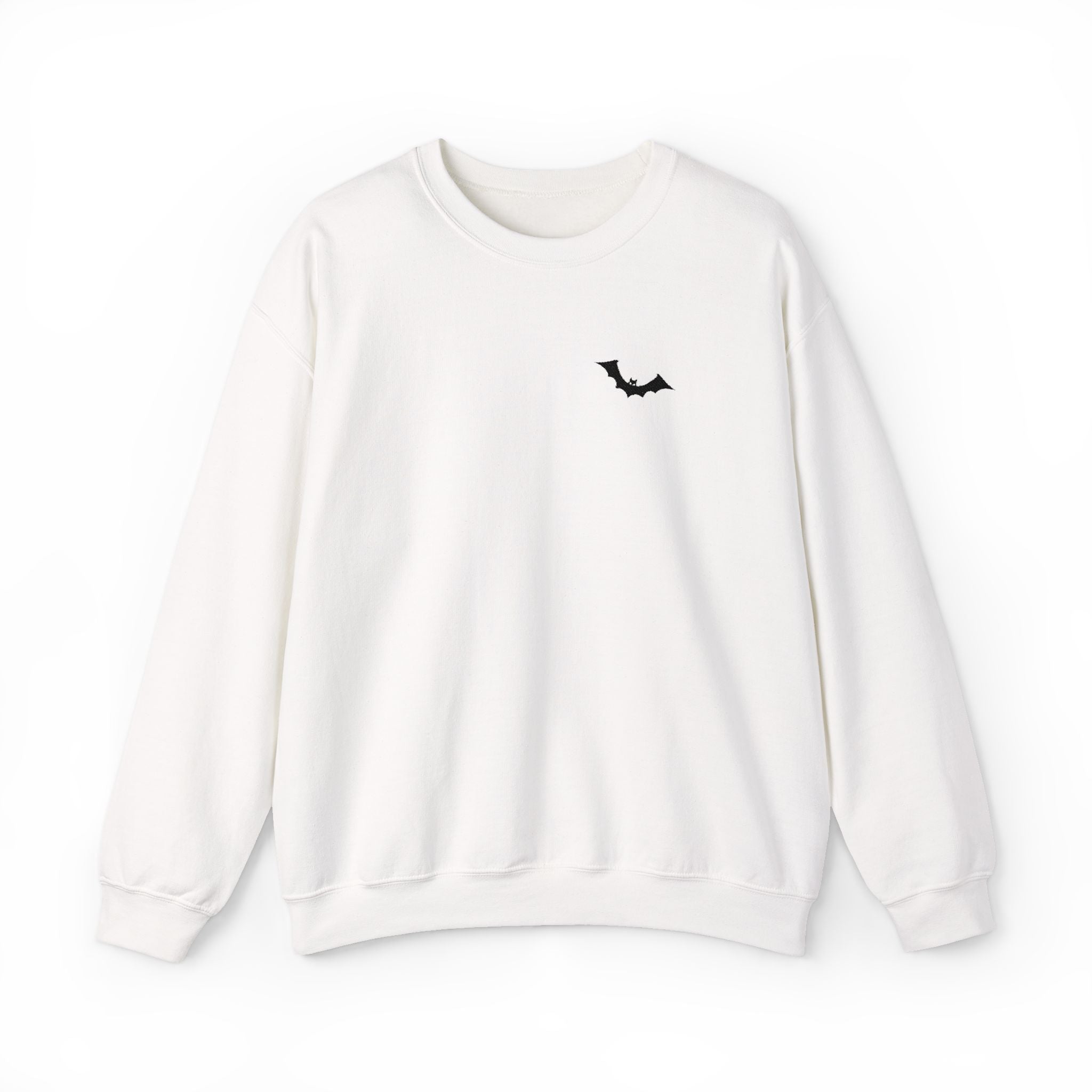 Bat Chest Crewneck Sweatshirt – Minimal Halloween Bat Graphic