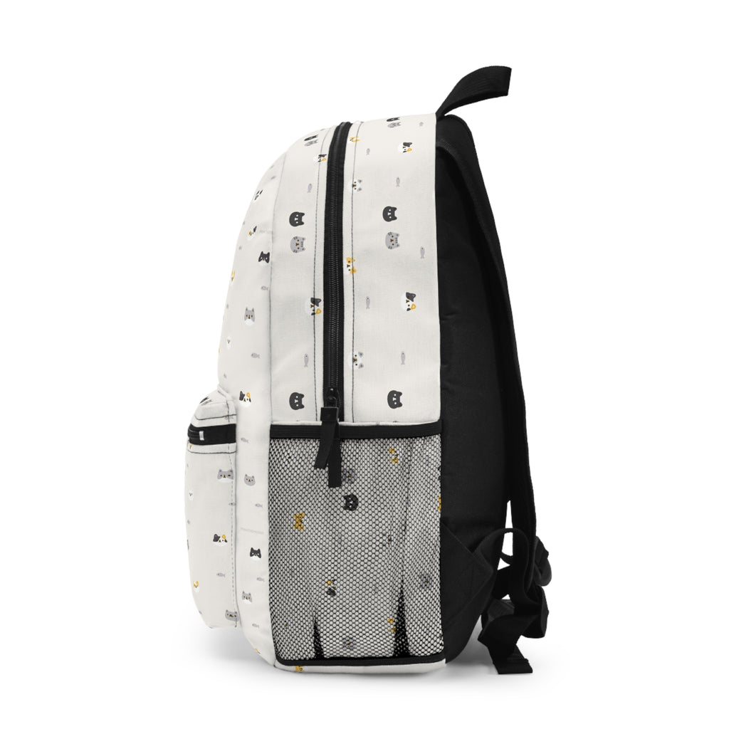 Cute Cat Pattern Backpack — White Mini Cats School Bag