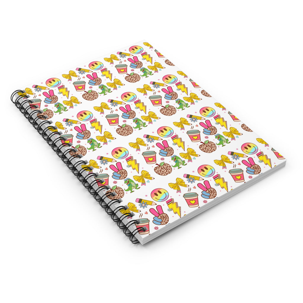 Cute Emoji Pattern Spiral Notebook — Fun School & Journal Ruled Notebook