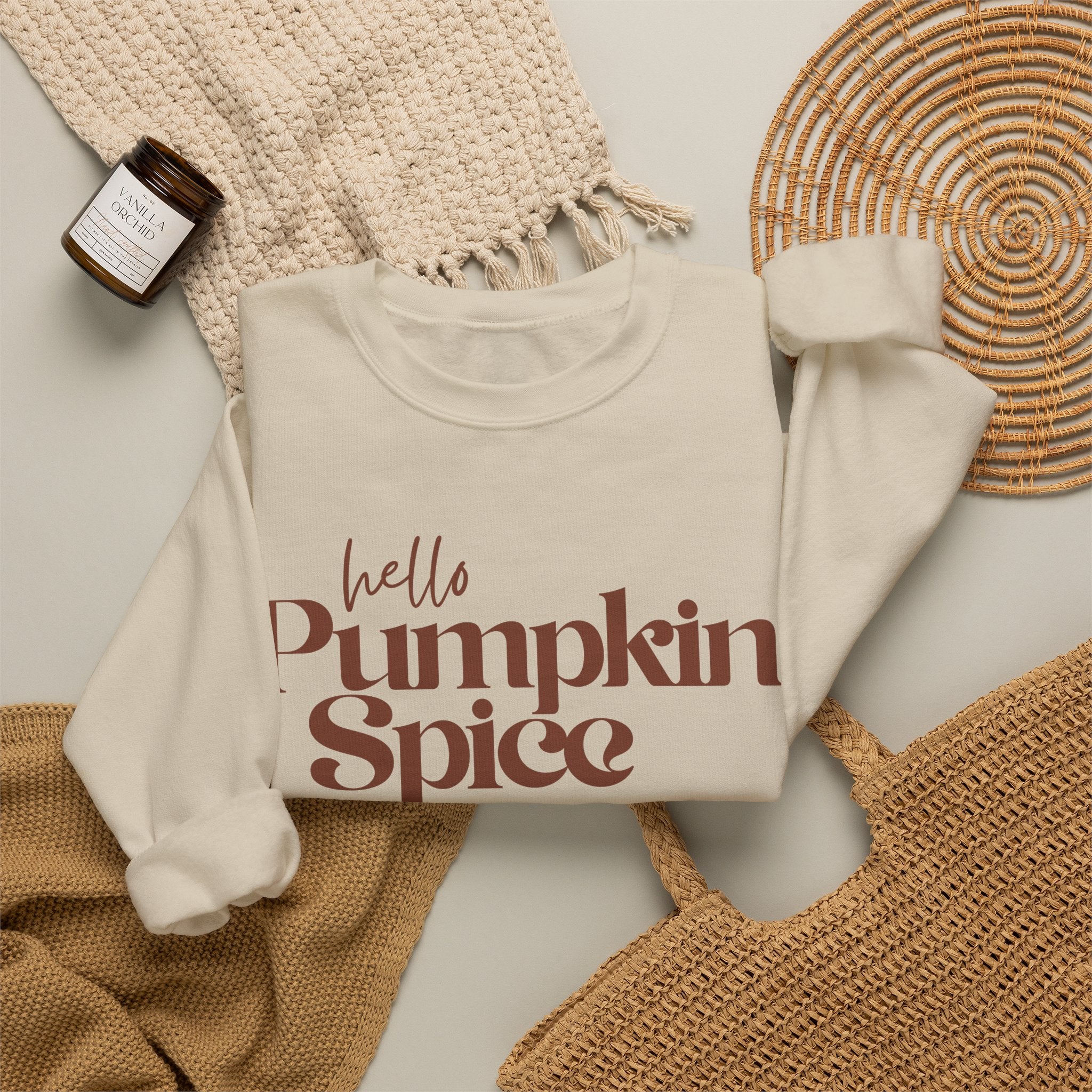 Hello Pumpkin Spice Sweatshirt — Cozy Fall Crewneck for Pumpkin Lovers