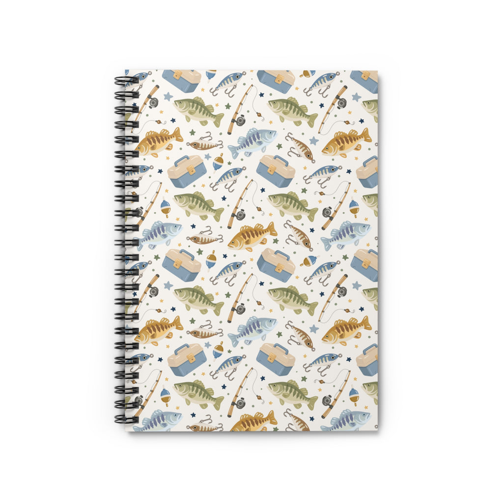 Fishing Pattern Spiral Notebook - Ruled Journal for Anglers & Outdoor Notes