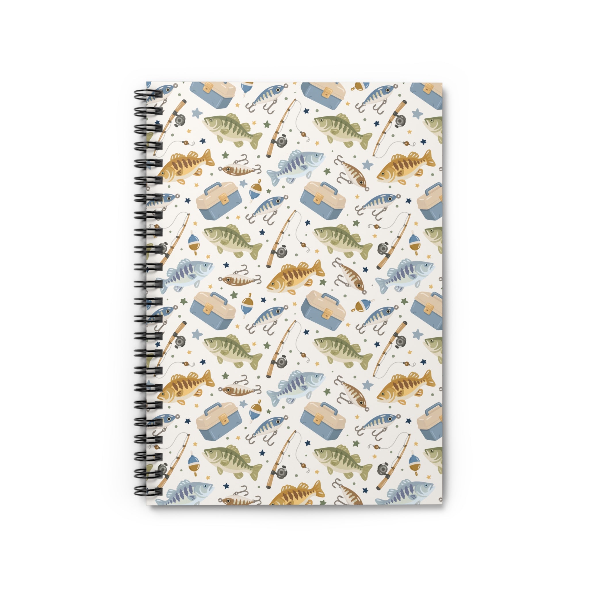 Fishing Pattern Spiral Notebook - Ruled Journal for Anglers & Outdoor Notes