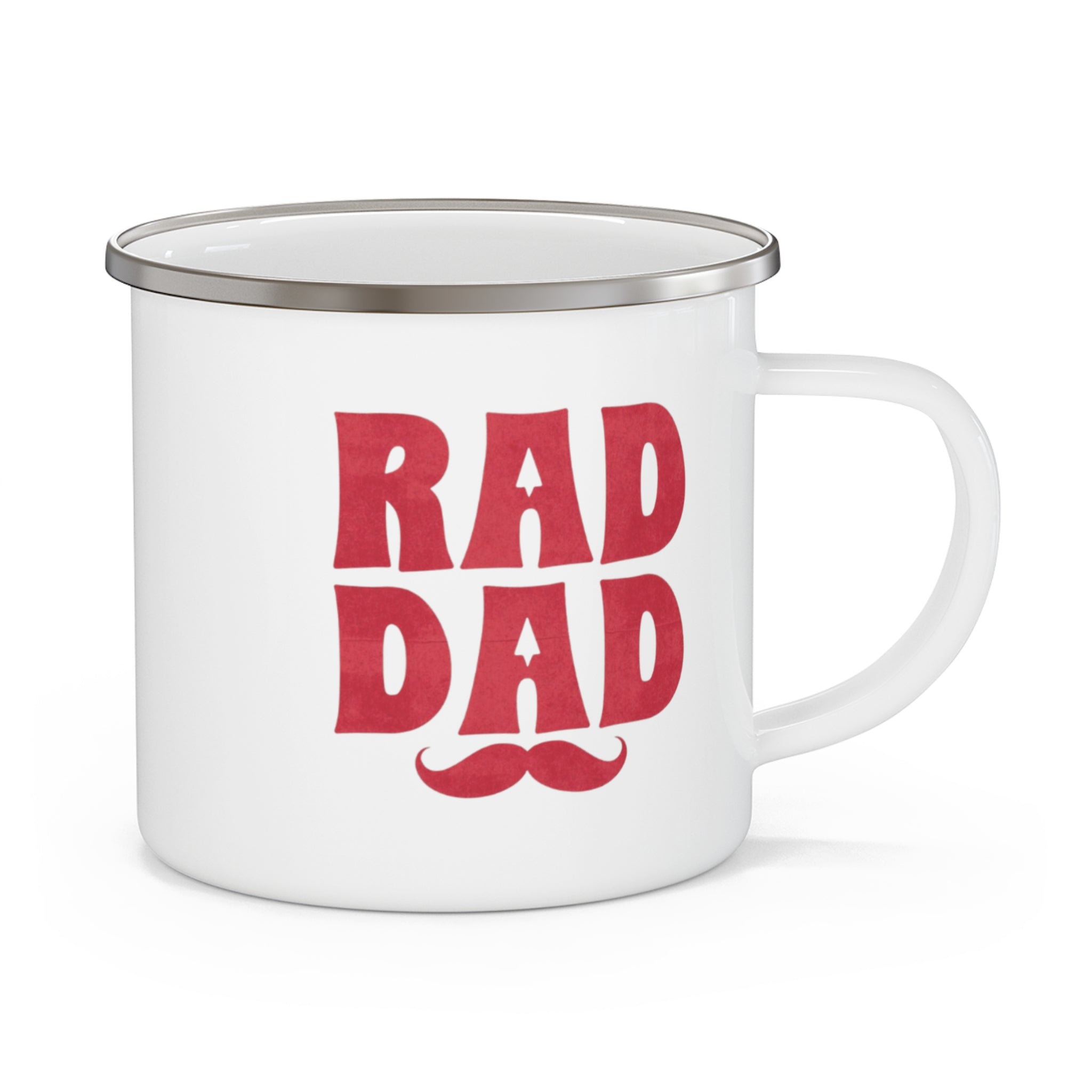 Rad Dad Enamel Camping Mug — Retro Mustache Father’s Day Gift
