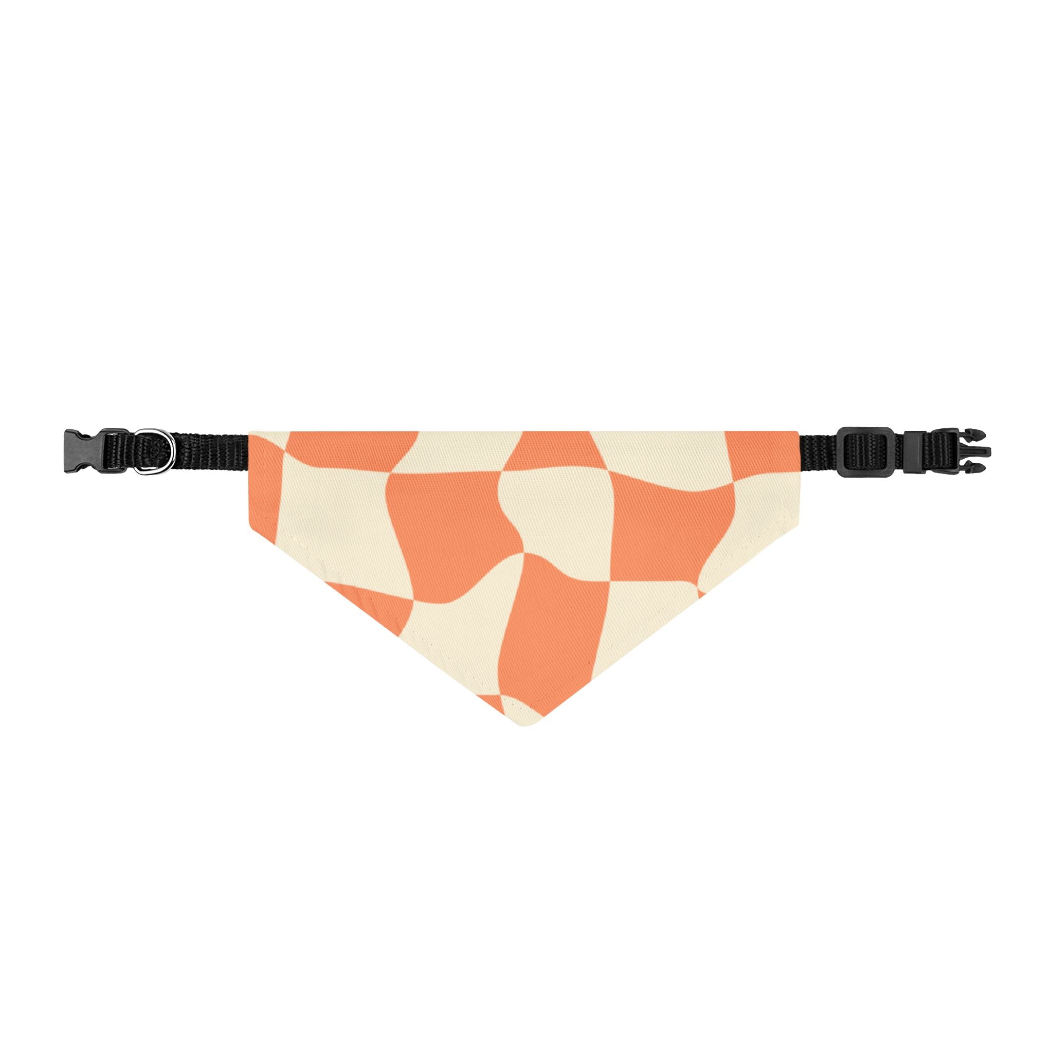 Abstract Coral Check Clip-On Pet Bandana — Stylish Dog & Cat Collar Accessory