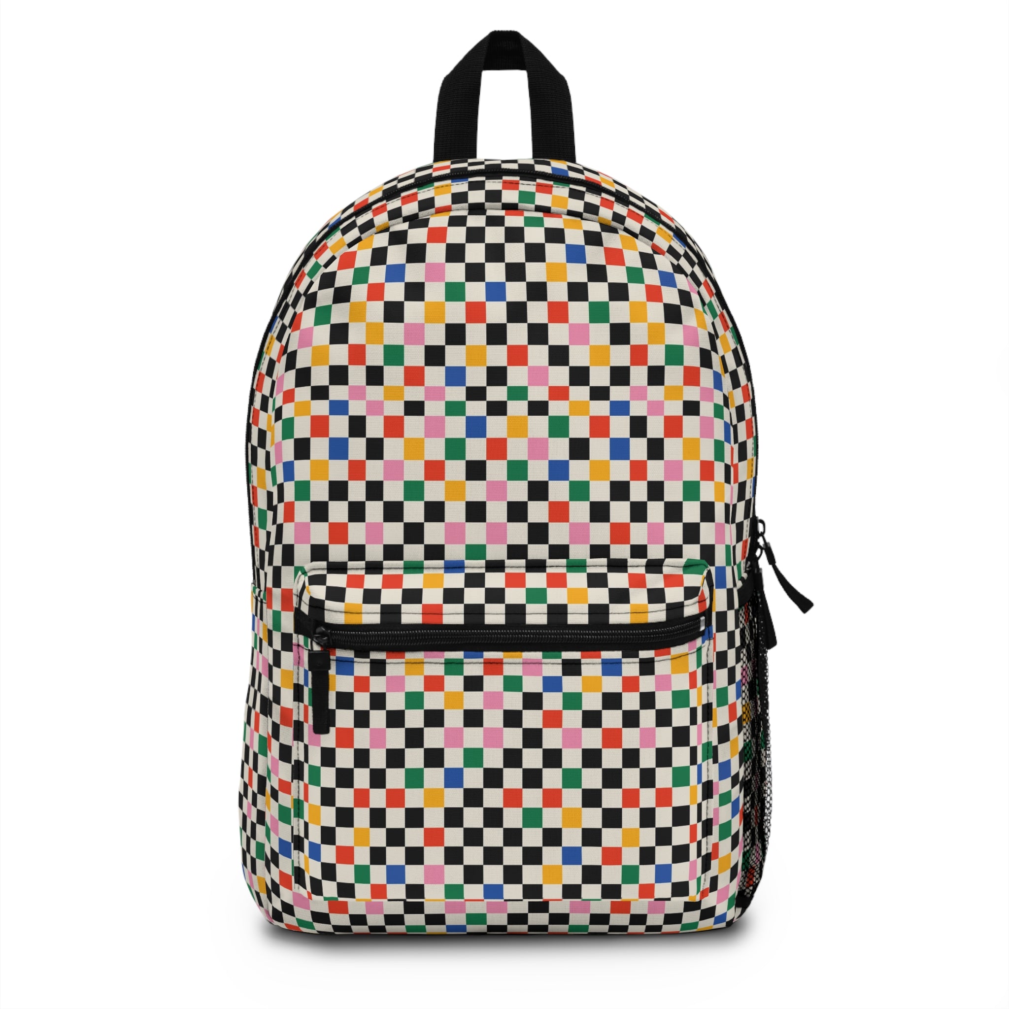 Colorful Checkerboard Backpack – Retro Pixel Pattern School & Travel Bag