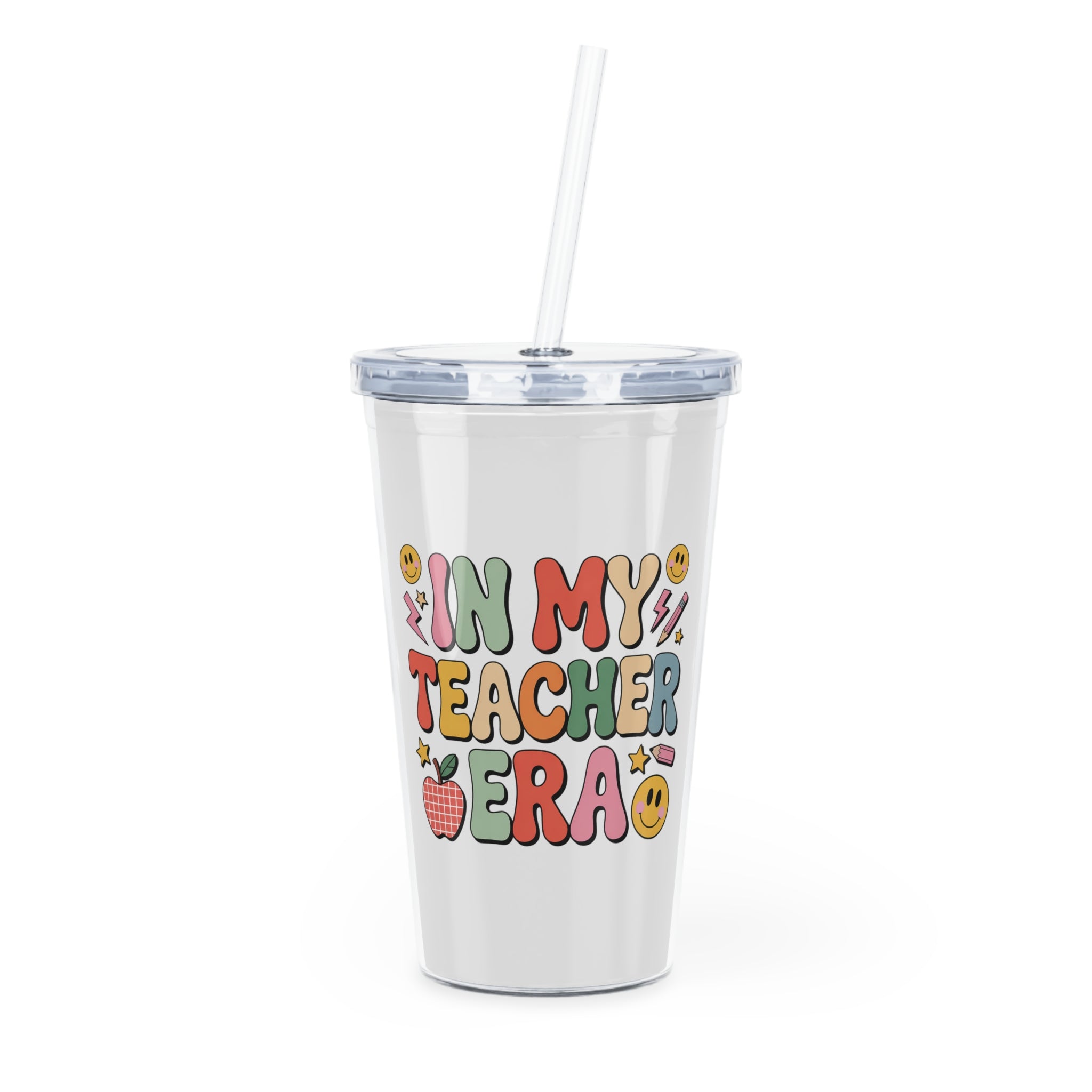 Teacher Tumbler - "In My Teacher Era" Plastic Cup with Straw