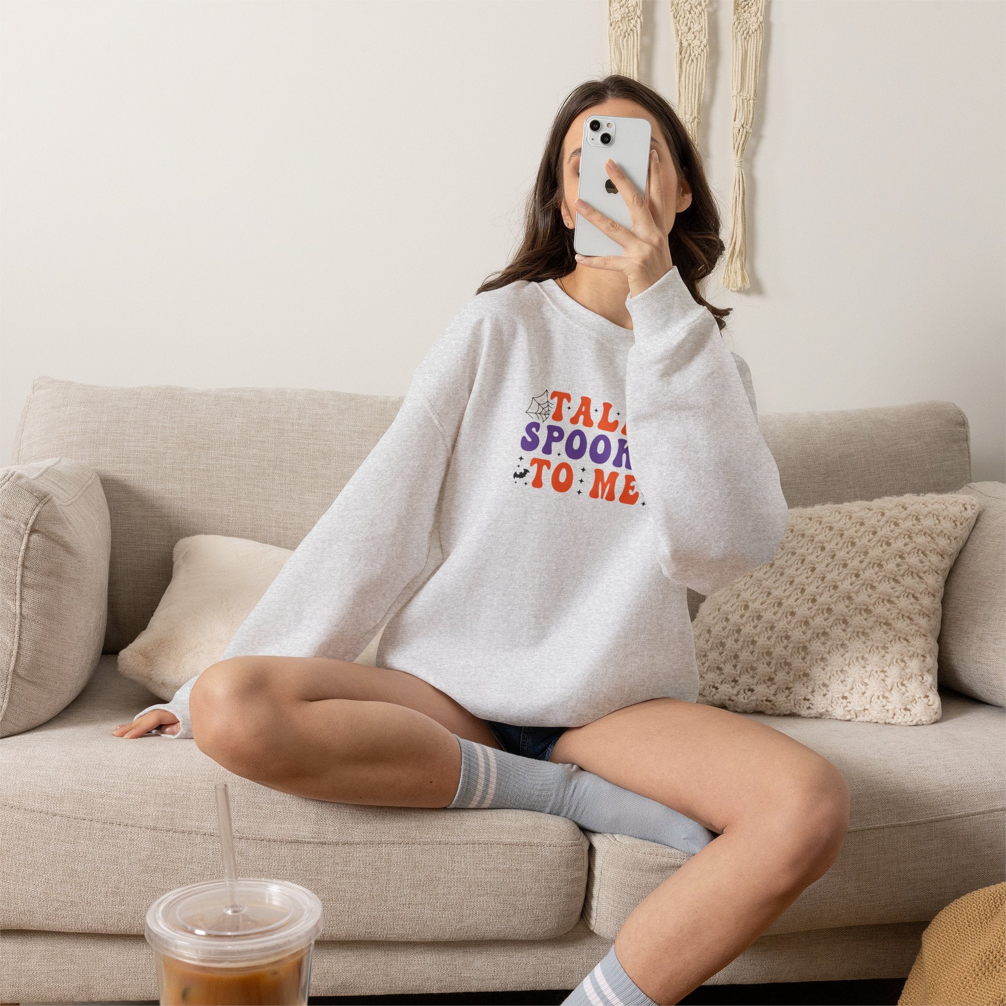 Talk Spooky To Me Crewneck Sweatshirt — Halloween Graphic Pullover
